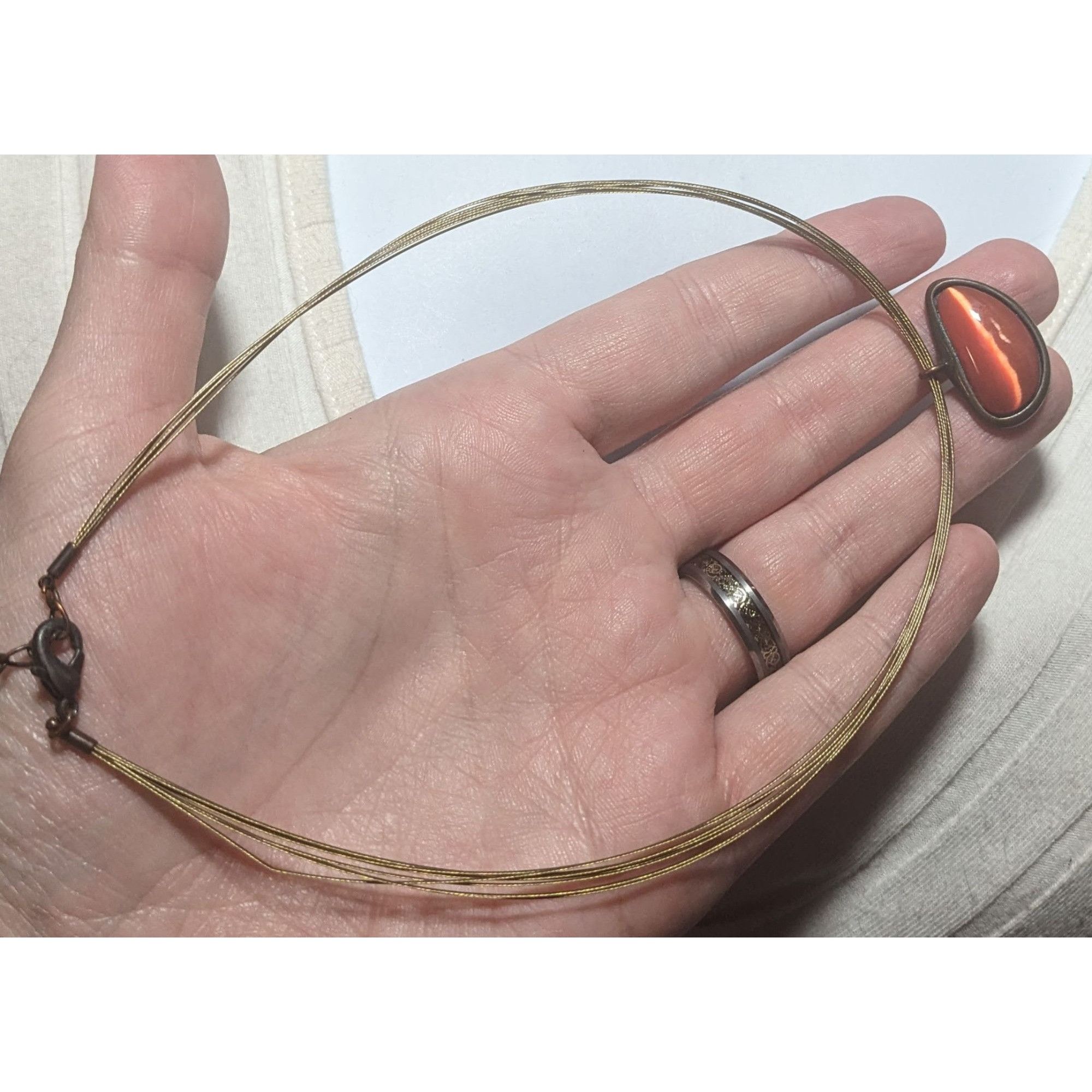 Other Orange Glass Abstract Cateye Pendant Necklace Size ONE SIZE - 7 Thumbnail