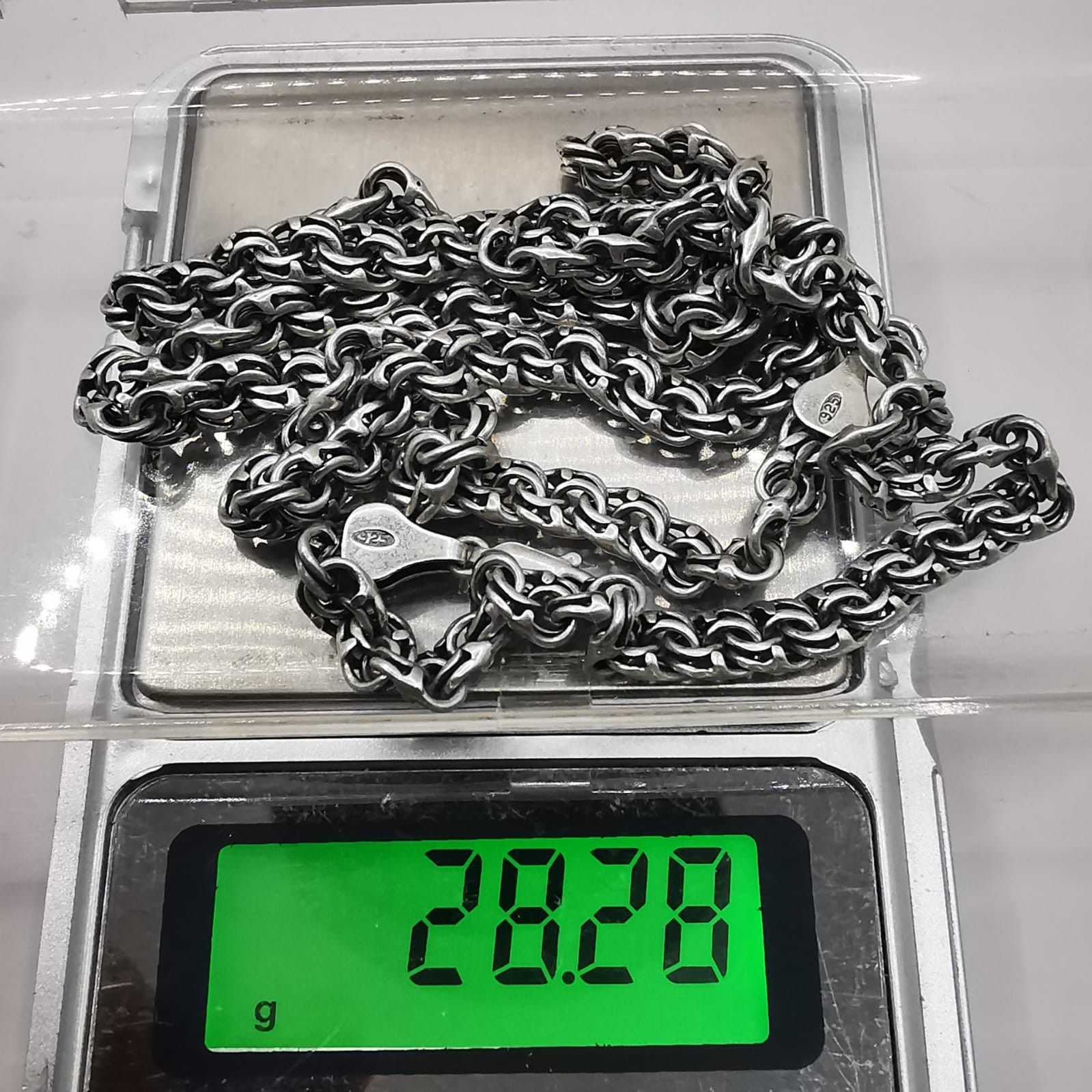 Sterling Silver Vintage Jewelry Chain, 925 Sterling Silver, Signed 28,28g Size ONE SIZE - 8 Thumbnail