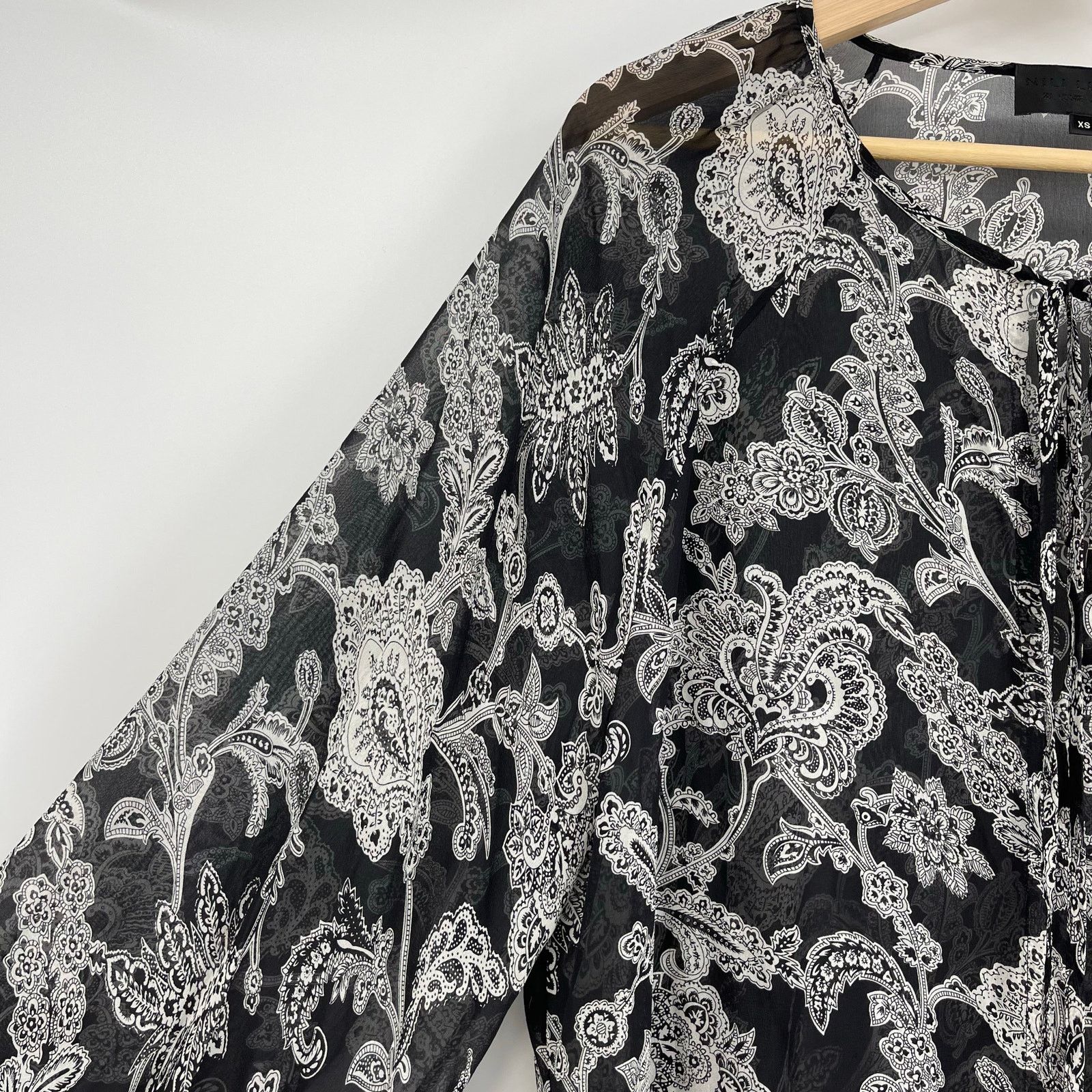 Nili Lotan Nili Lotan | Acadia Black Paisley Bohemian Silk Blouse XS Size XS / US 0-2 / IT 36-38 - 5 Thumbnail