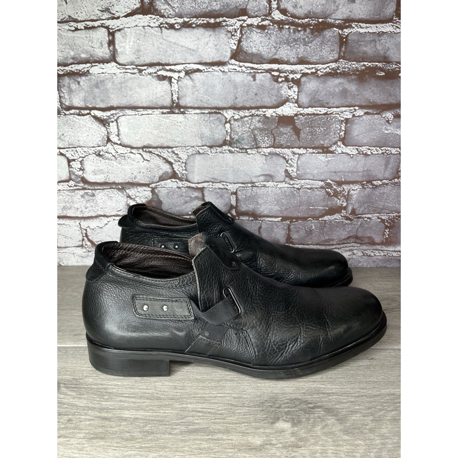 Bacco Bucci Bacco Bucci Llorente Black Genuine Leather Calfskin Side Str Size US 12 / EU 45 - 19 Thumbnail