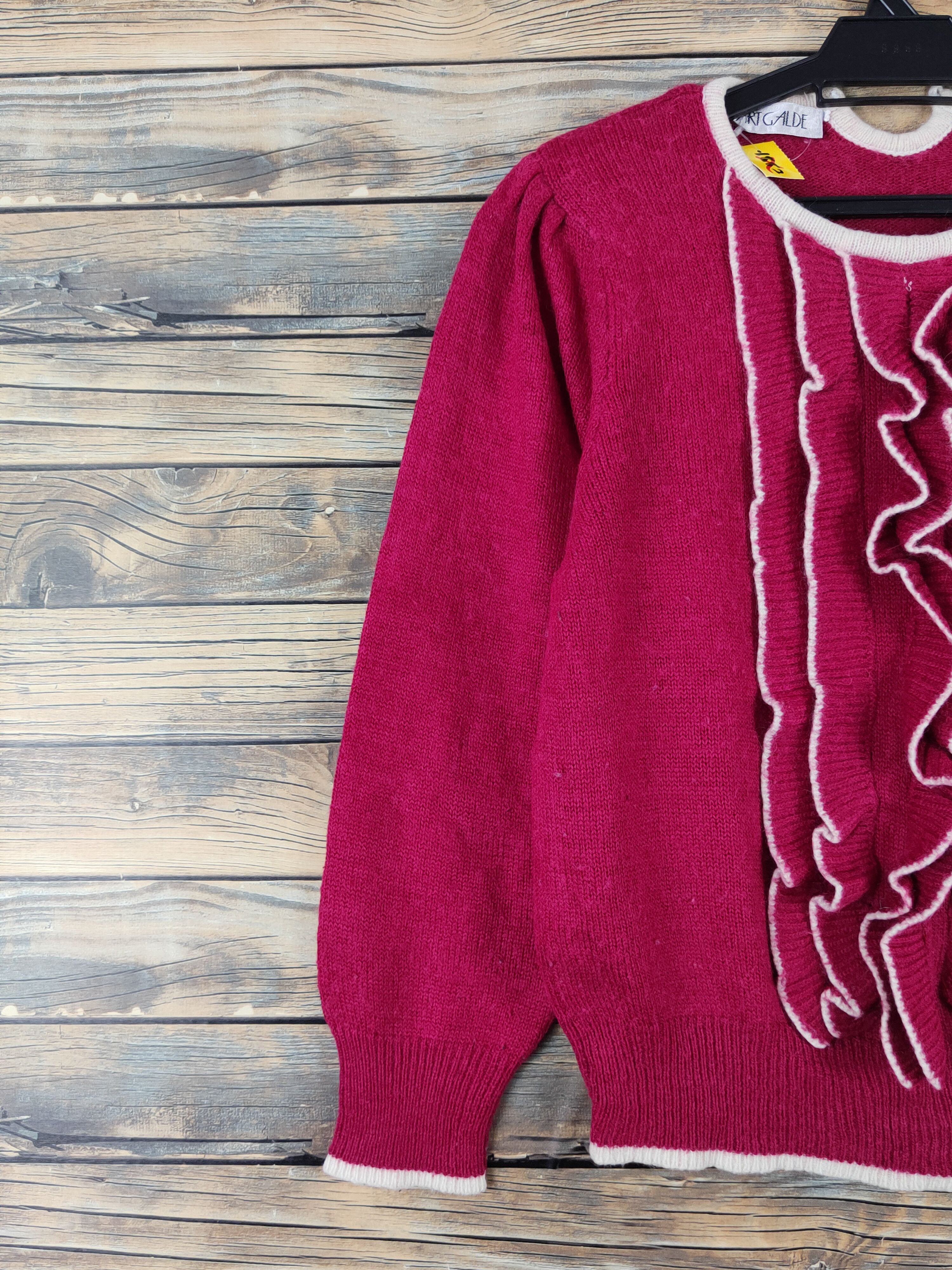 Homespun Knitwear × Japanese Brand × Vintage Art Galde Red Knitwear Sweatshirts #W1005 Size S / US 4 / IT 40 - 3 Thumbnail