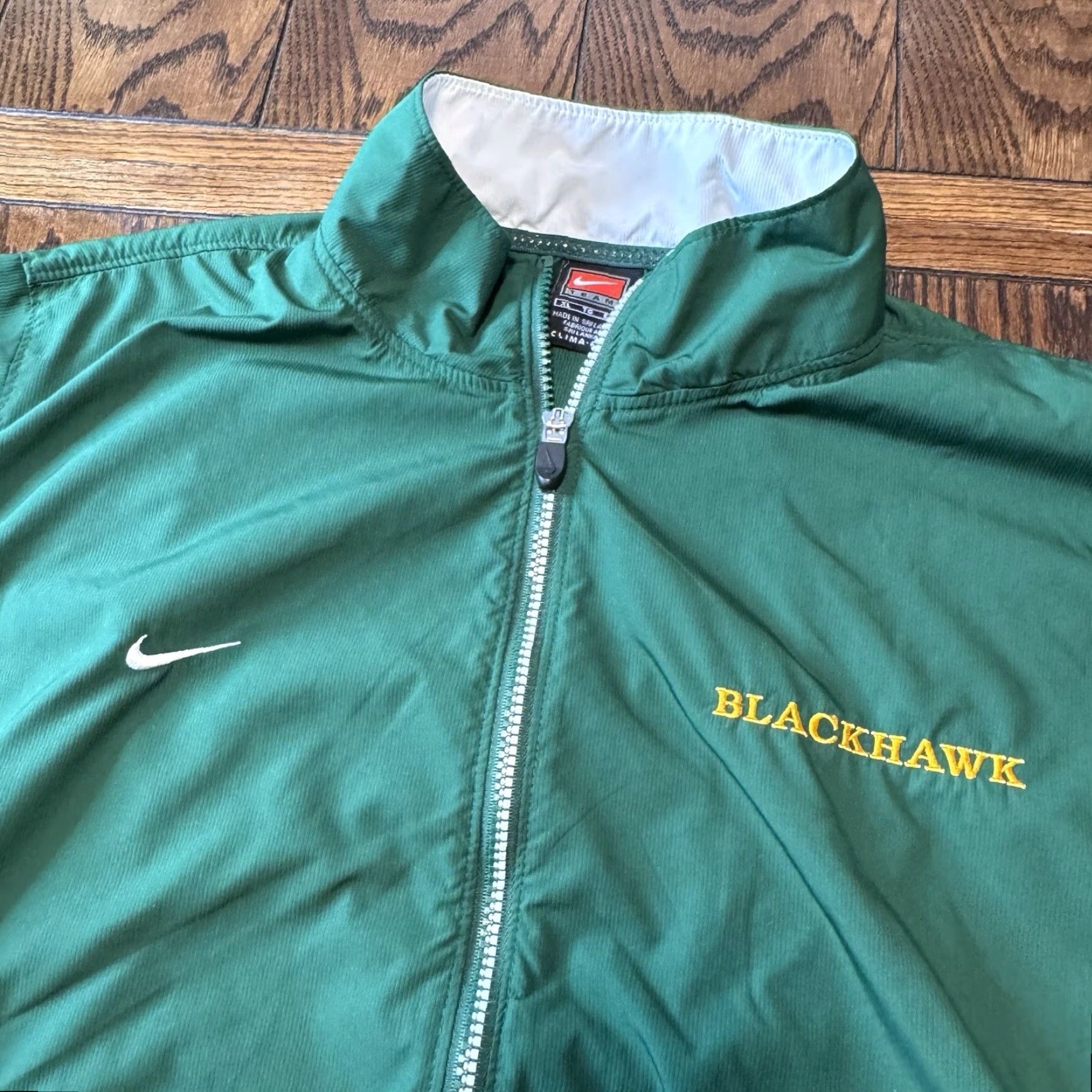 Nike VINTAGE Nike Team Blackhawk Cougars Track Suit Green Football Baggy Ankle Zip 90’s XL Mens Size 36R - 4 Thumbnail
