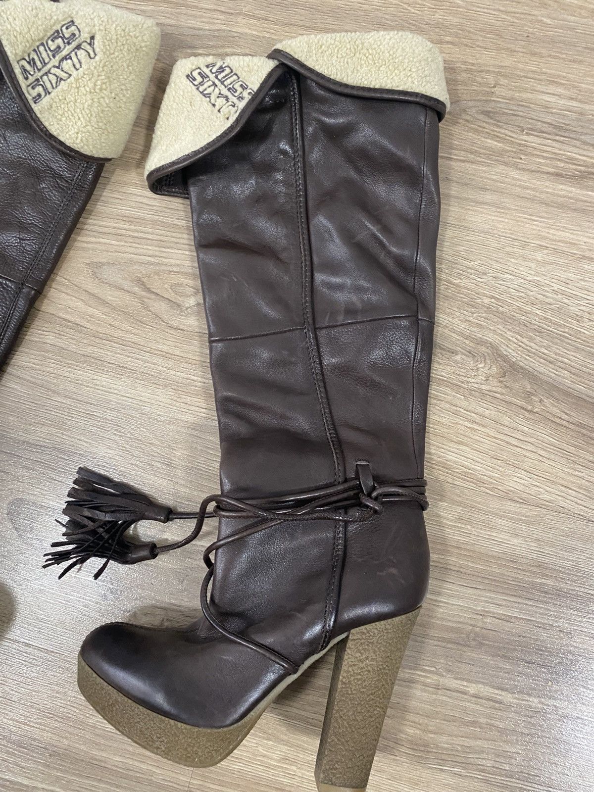 Miss Sixty Rare Y2K Miss Sixty Brown Leather Heels High Boots Size: 38 Size US 8 / IT 38 - 3 Thumbnail