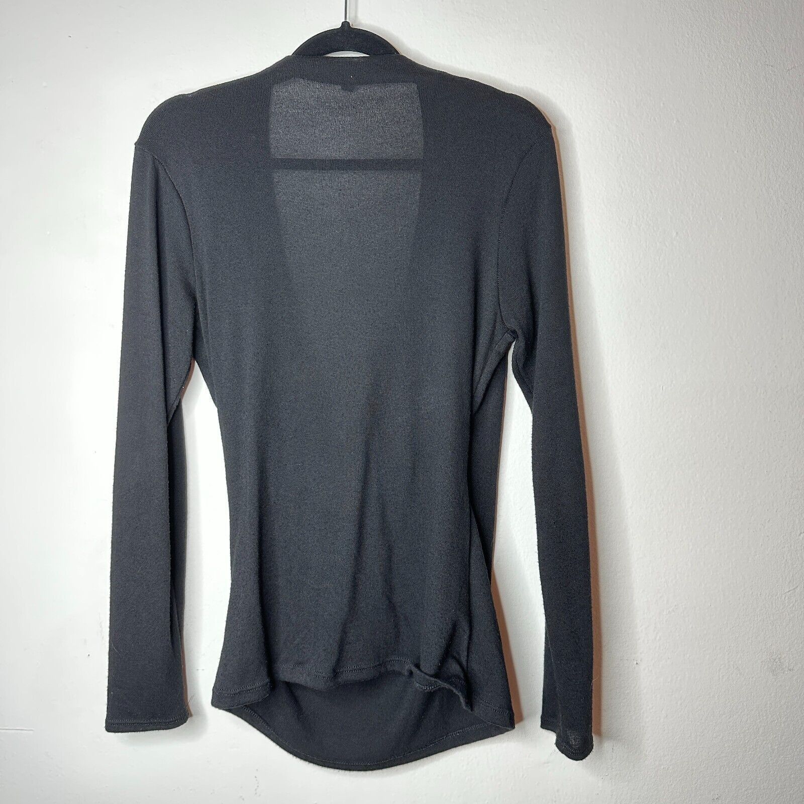 Other Aziz Black Faux Wrap Deep V Long Sleeve Sweater Jumper Top L Size L / US 10 / IT 46 - 2 Thumbnail