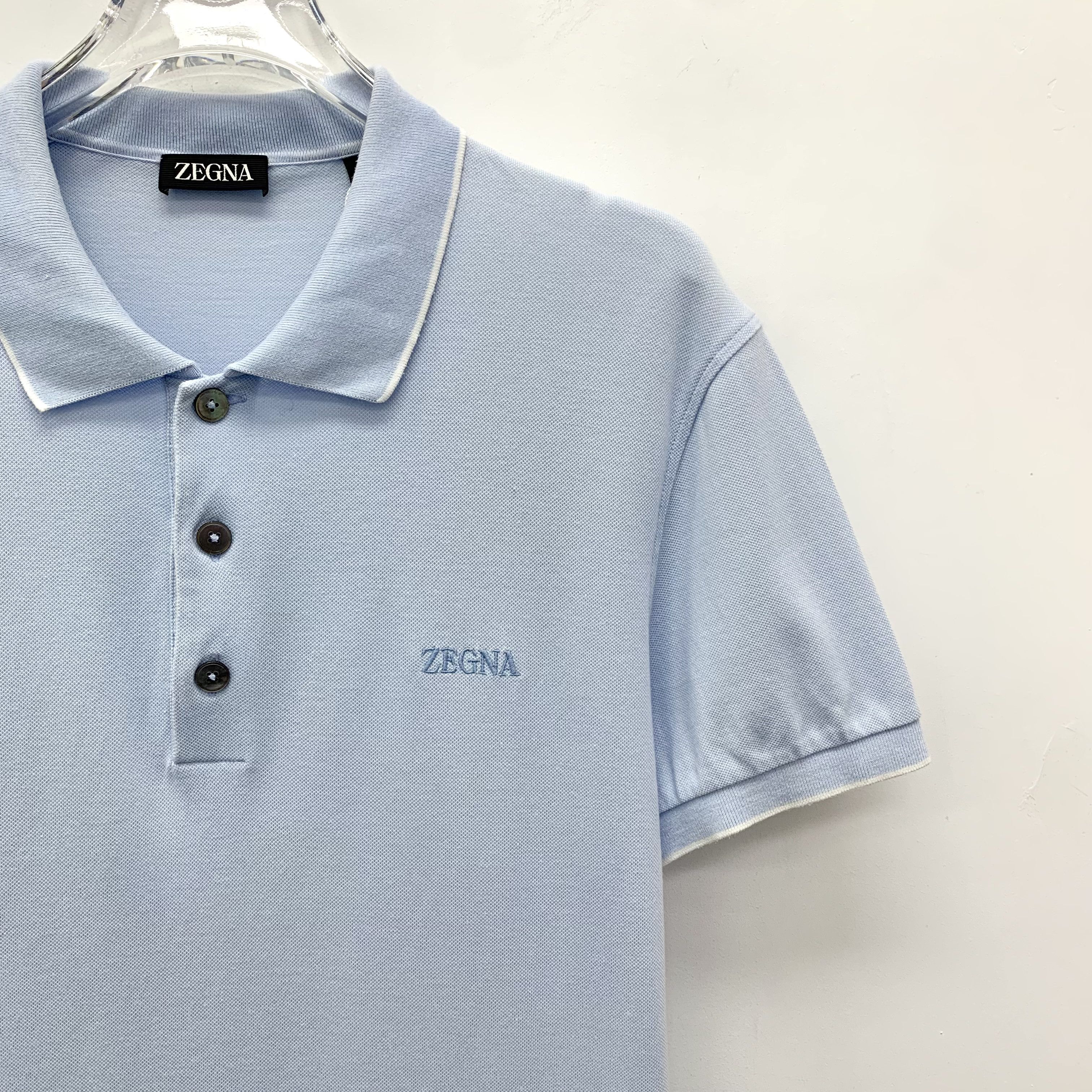 Z Zegna Zegna Logo Polo Light Blue (48) Size US M / EU 48-50 / 2 - 3 Thumbnail
