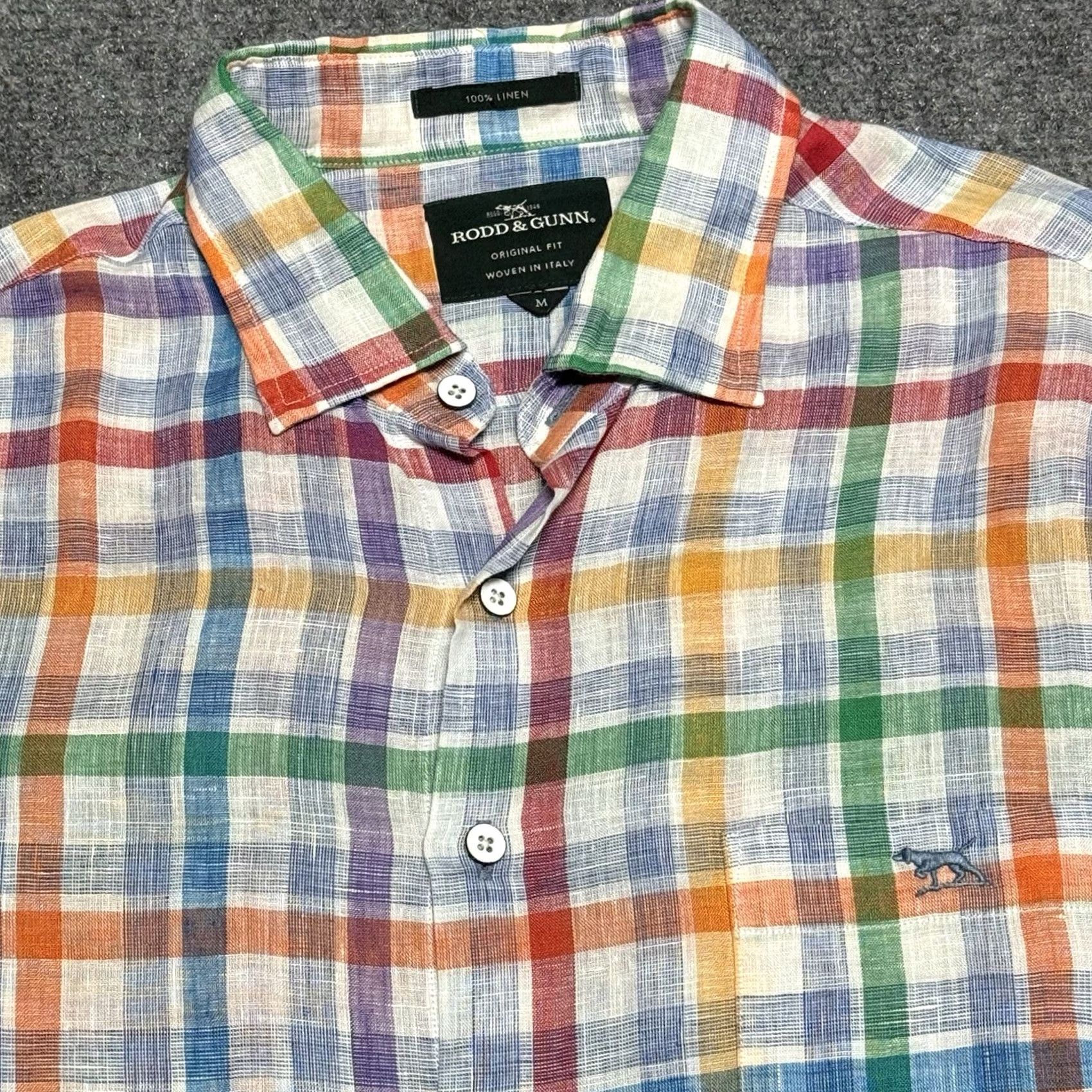 Rodd & Gunn Rodd & Gunn Shirt Mens M Blue White Red Green Plaid Linen Woven Italy Button-Up Short Sleeve Collared Multicolor Size US M / EU 48-50 / 2 - 2 Thumbnail