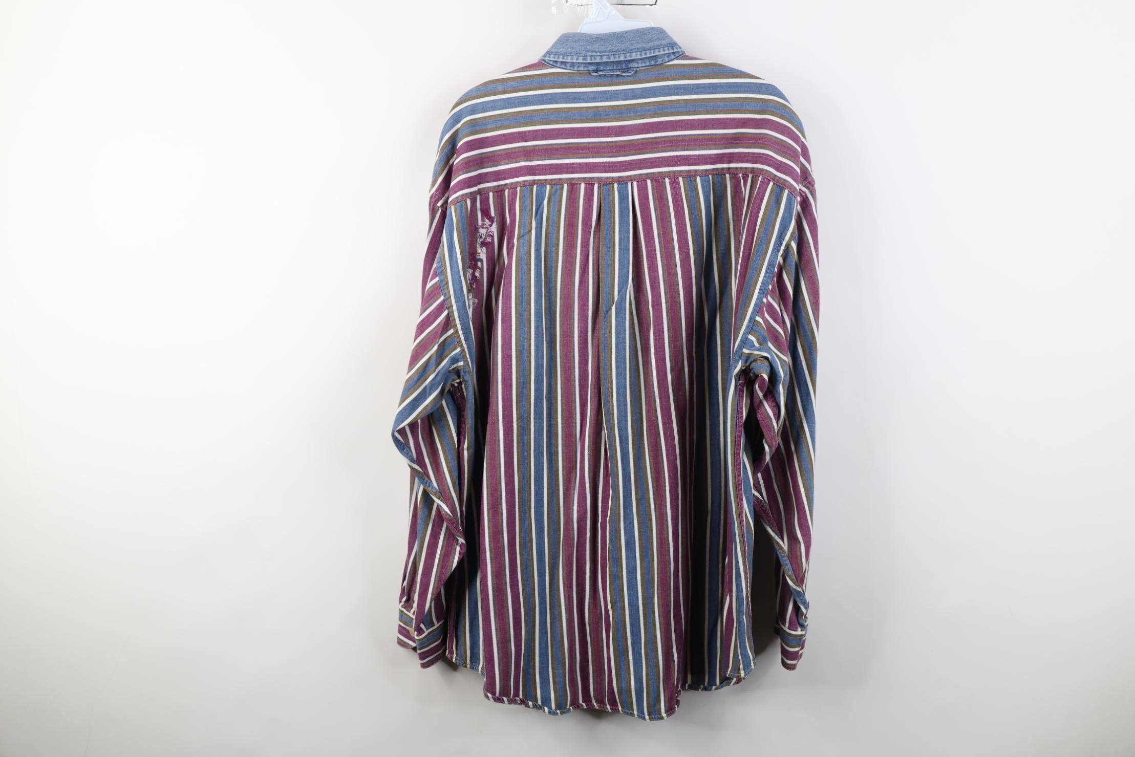 Vintage Vintage 90s Streetwear Striped Collared Button Down Shirt Size US L / EU 52-54 / 3 - 12 Thumbnail
