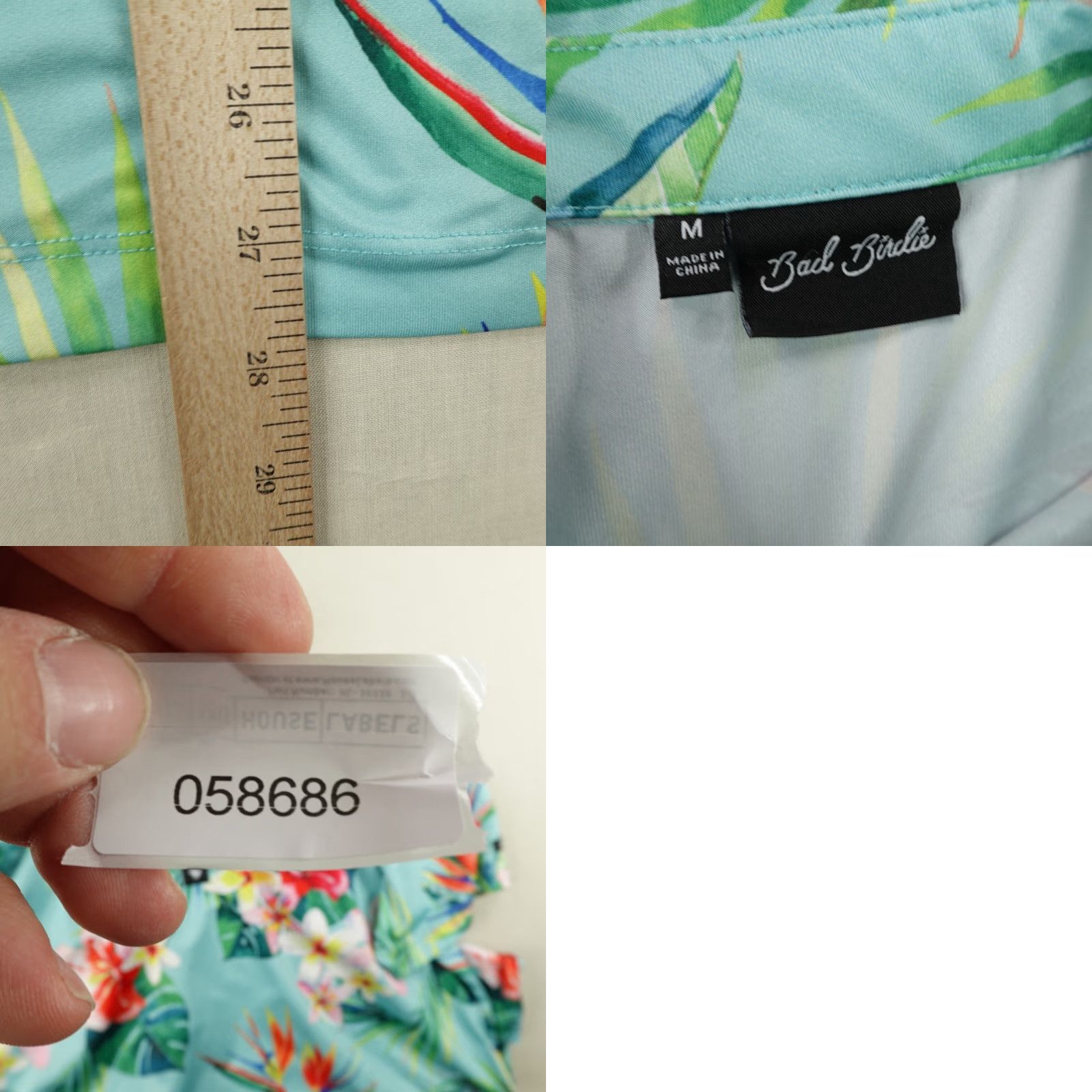 Vintage Bad Birdie Polo Shirt Mens Medium Blue Green Floral Hawaiian Performance Golf Size US M / EU 48-50 / 2 - 8 Thumbnail
