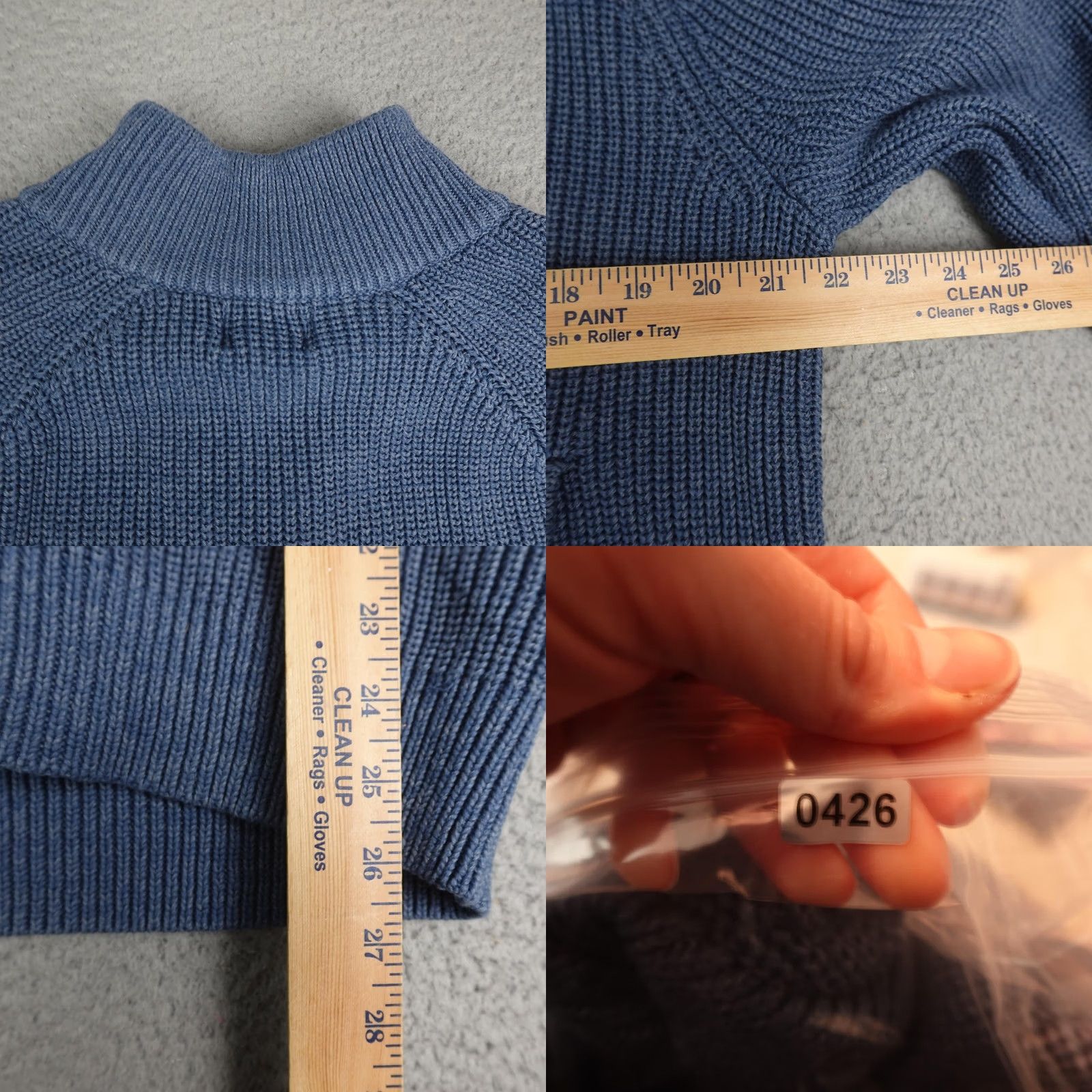 Vintage LL Bean Sweater Mens Medium Blue Cotton Full Zip Mock Neck Waffle Knit Hiking Size US M / EU 48-50 / 2 - 8 Thumbnail