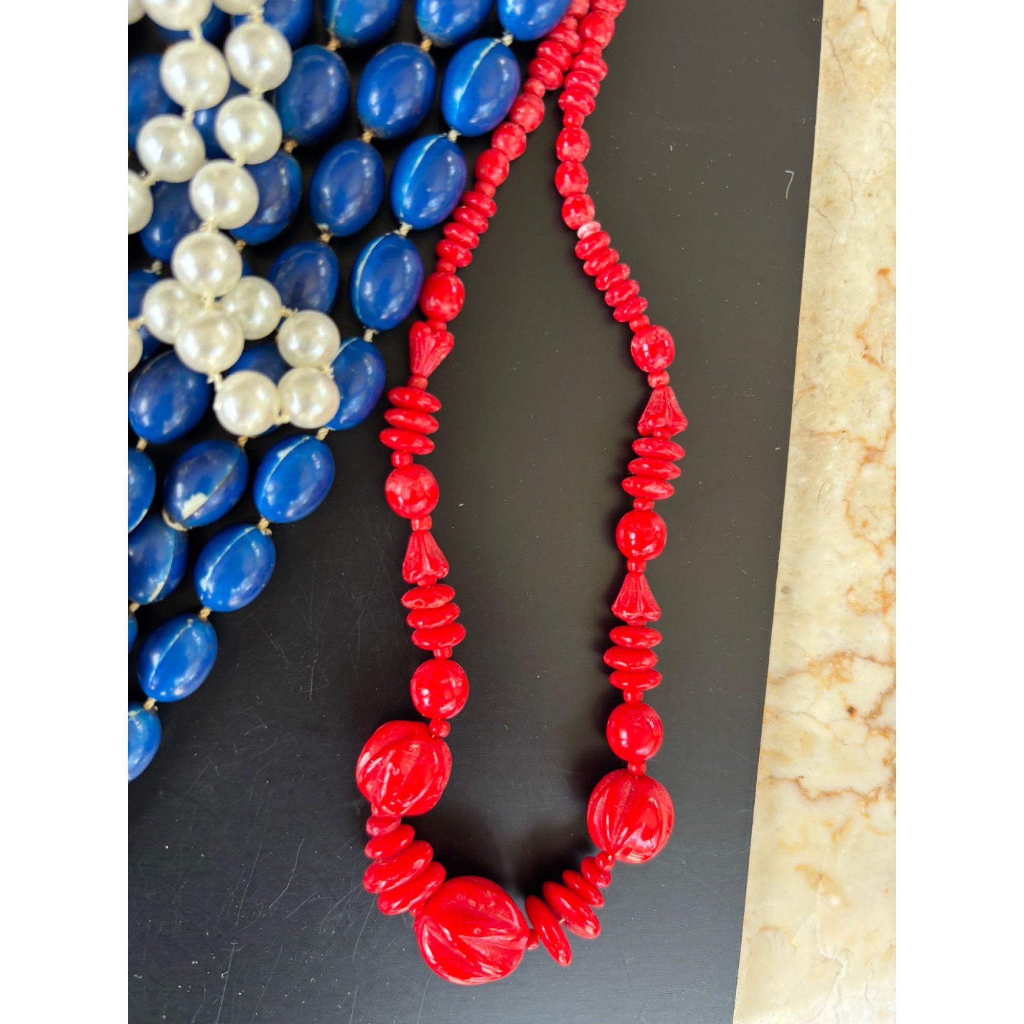 Other Vintage Multi-Strand Beaded Necklaces Set - Red White & Blue Size ONE SIZE - 6 Thumbnail