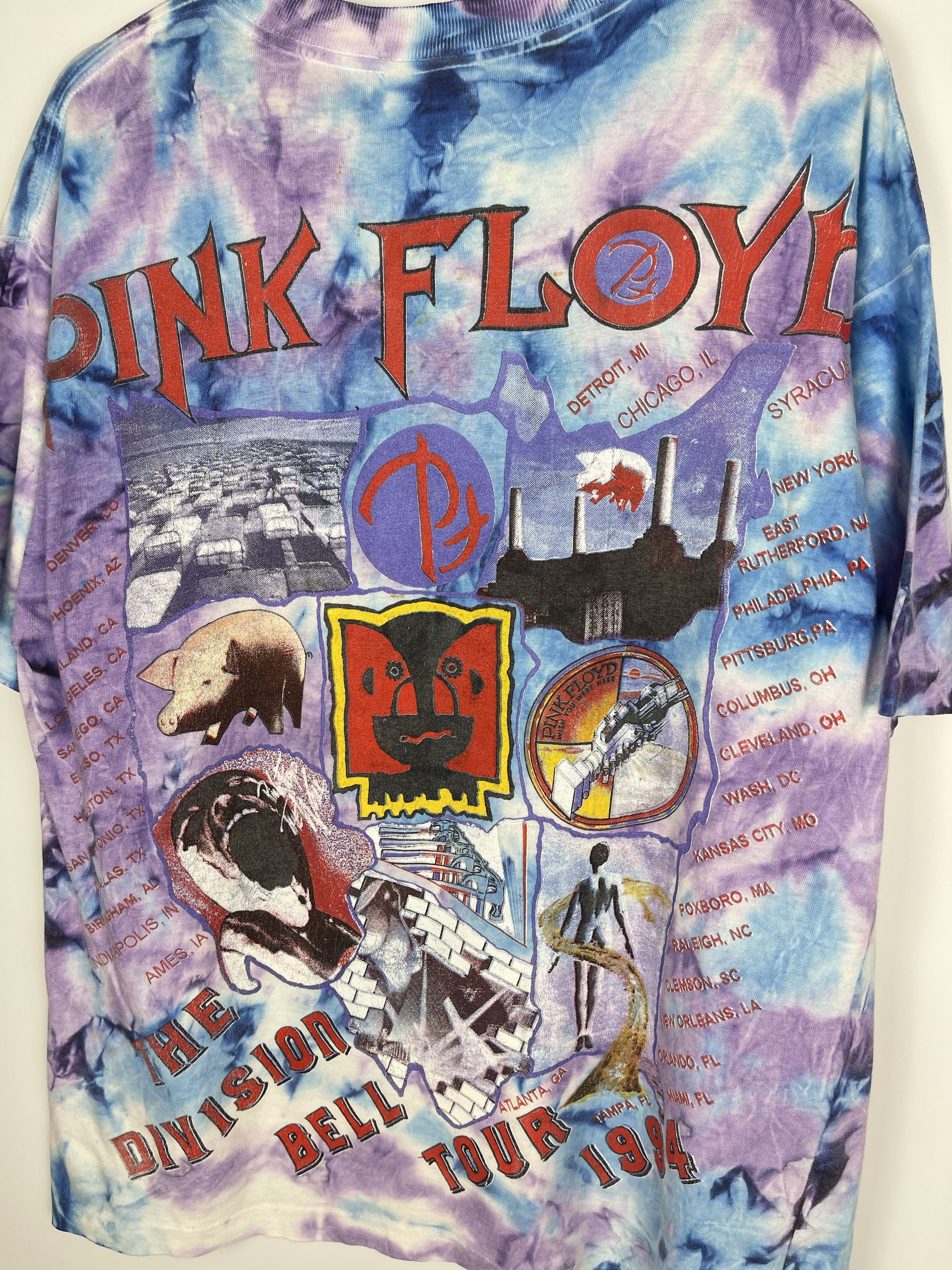 Pink Floyd Vintage Pink Floyd 1994 Division Bell Tour Tie Dye Tee Size US L / EU 52-54 / 3 - 4 Thumbnail