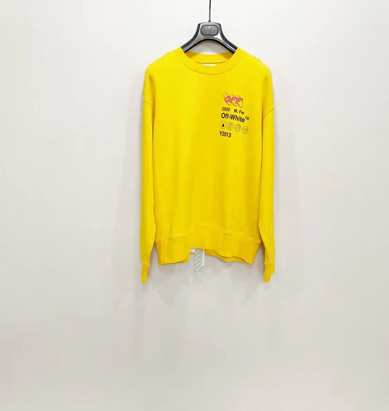 Off-White Off-White Yellow Cotton Long Sleeve Sweatshirt 0089 Size US M / EU 48-50 / 2 - 1 Thumbnail