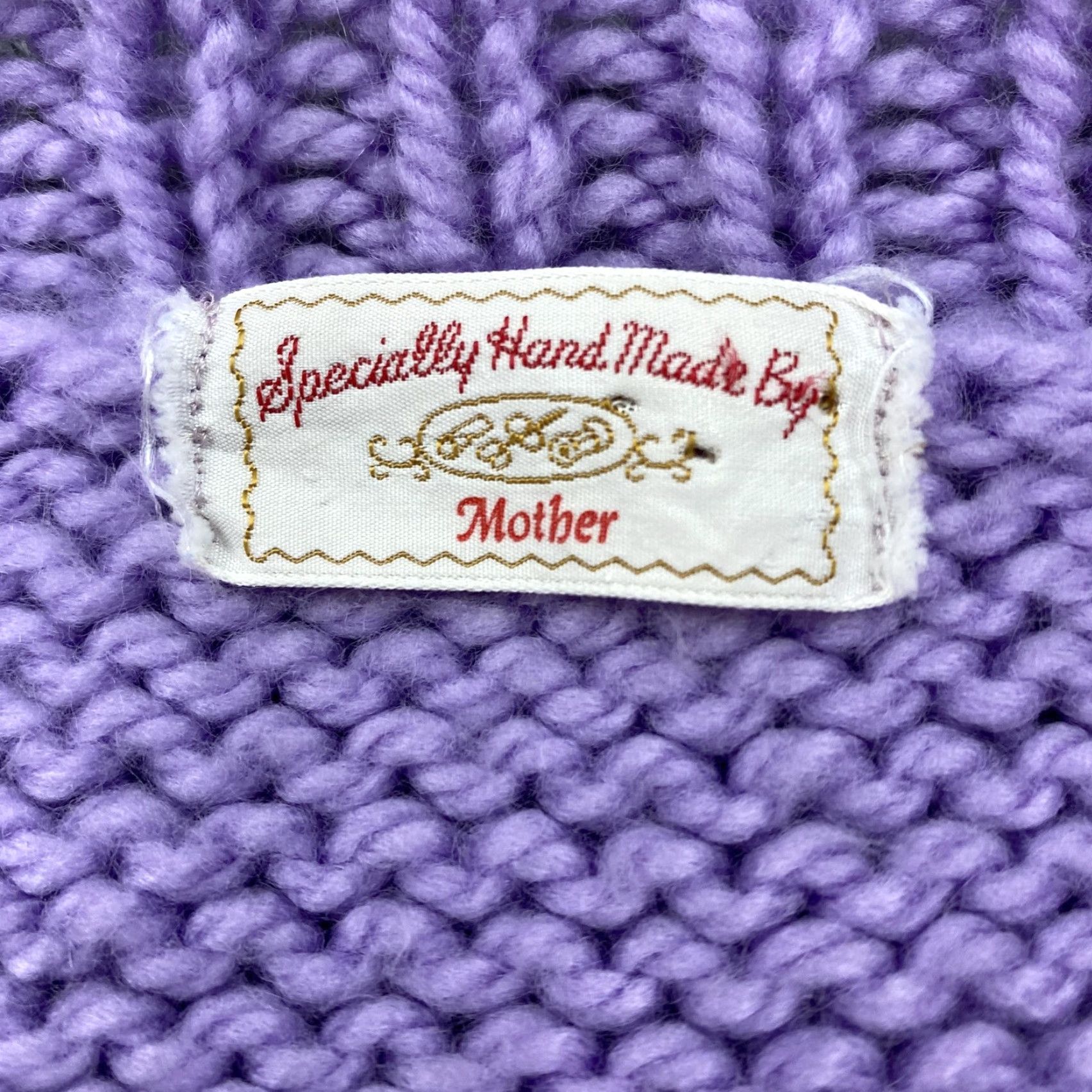 Vintage HANDMADE KNIT Sweater V-Neck Open-Knit Pullover One Size Purple Women Size ONE SIZE - 3 Thumbnail