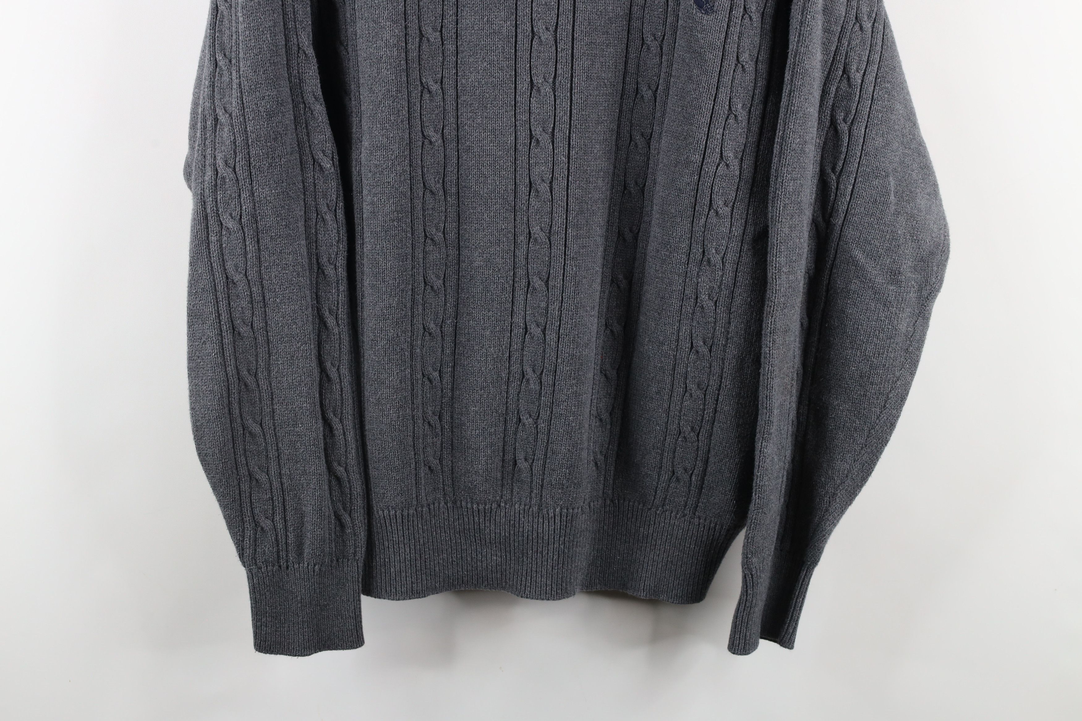 Nautica × Vintage Vintage 90s Nautica Chunky Cable Knit Crewneck Sweater Gray Size US XL / EU 56 / 4 - 3 Thumbnail