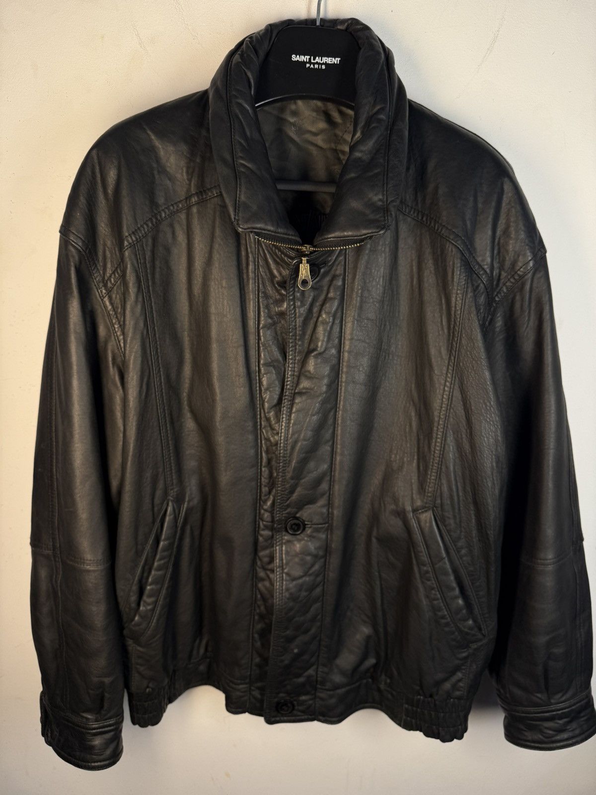 Yves Saint Laurent 90s YSL Leather Jacket Black Soft Vintage Rare Bomber Size US M / EU 48-50 / 2 - 13 Thumbnail