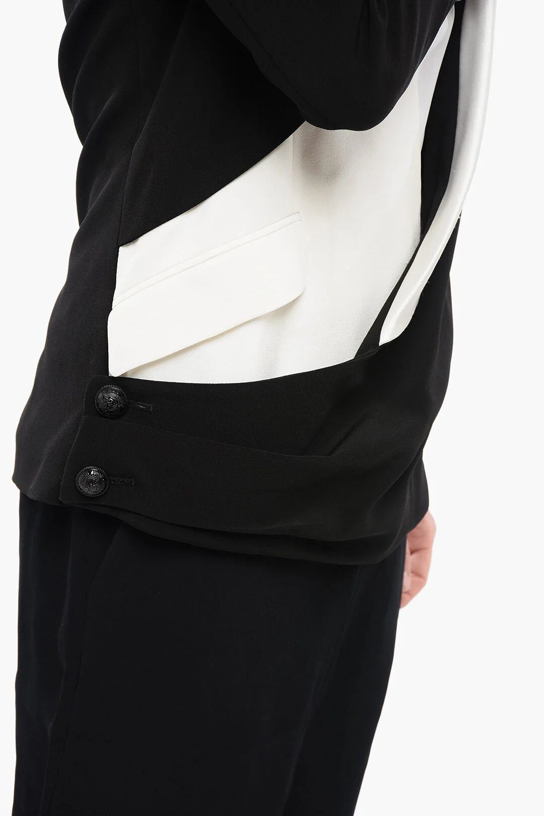 Balmain og1mm0326 Double-Fabric with Shawl Lapel Blazer in Black Size US M / EU 48-50 / 2 - 3 Thumbnail