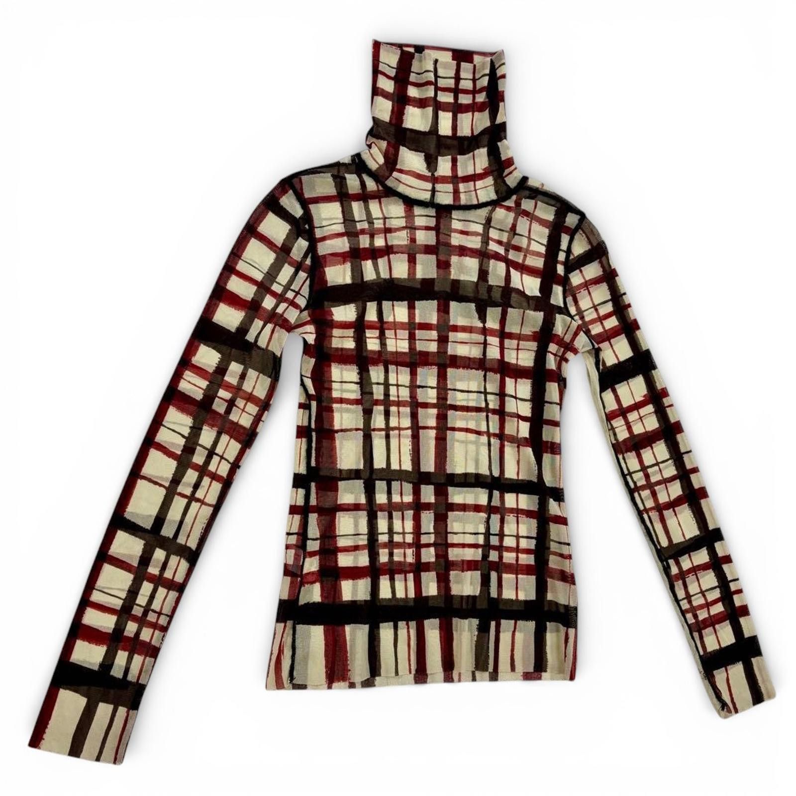 Jean Paul Gaultier Jean Paul Gaultier - Turtleneck Powernet Check Sheer Sleeves Size M / US 6-8 / IT 42-44 - 2 Thumbnail