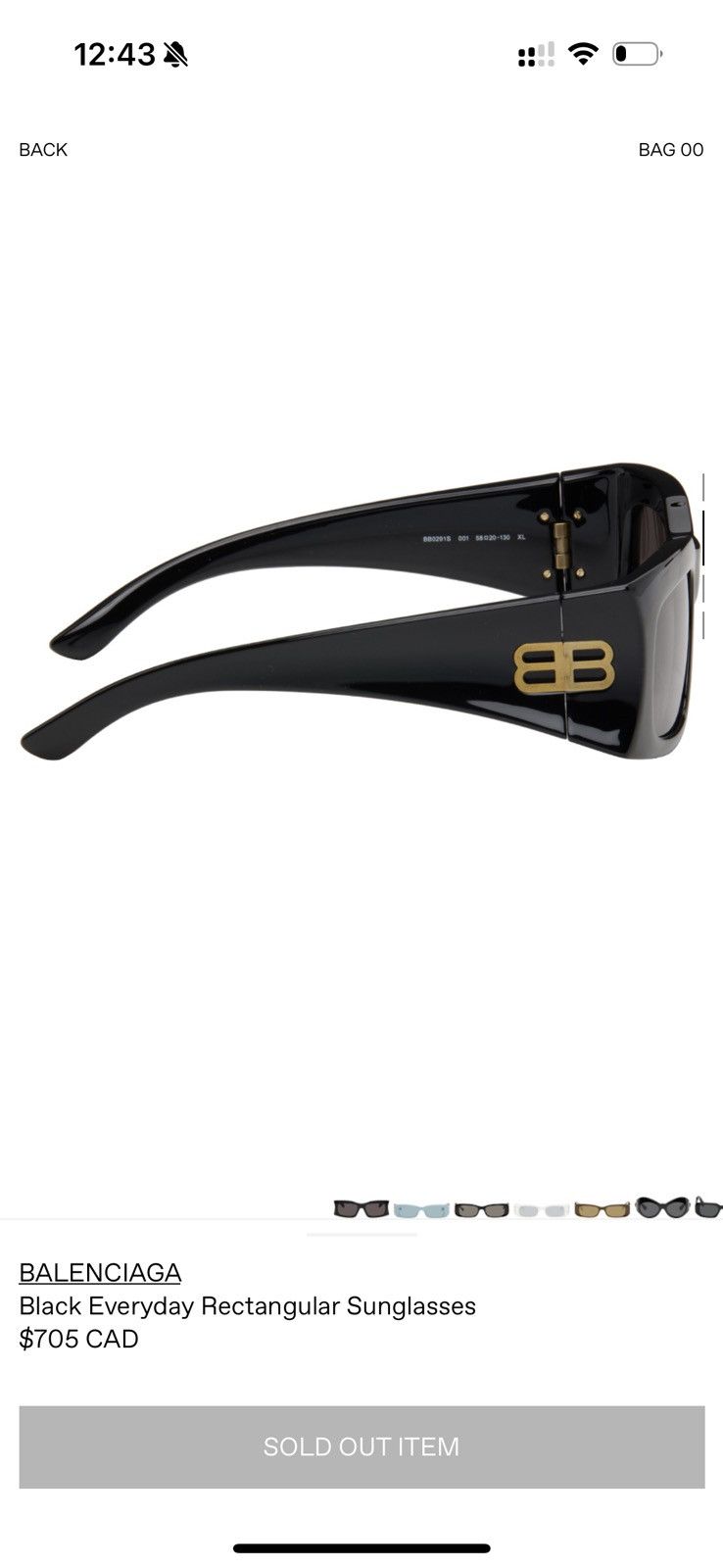 Balenciaga Balenciaga BB0291S Black/Gold Sunglasses Size ONE SIZE - 3 Thumbnail
