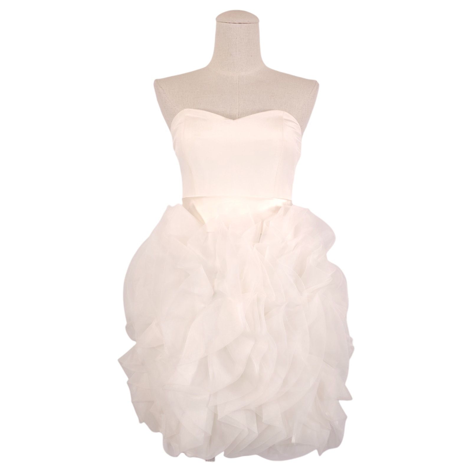 Other Jovani 100% Silk Strapless Mini Bubble Dress White Sz 2 Size XS / US 0-2 / IT 36-38 - 1 Thumbnail
