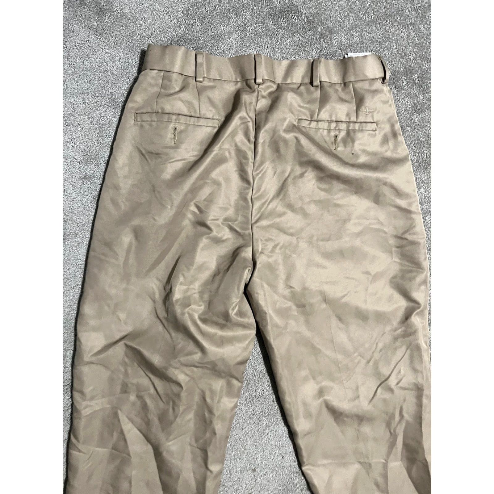 Dockers DOCKERS Mens Pants Dress Flat Front Classic Fit 34x32 Khaki Brown Polyester Cotton Blend Chino 90s Army Apple Vintage? Size US 34 / EU 50 - 3 Thumbnail