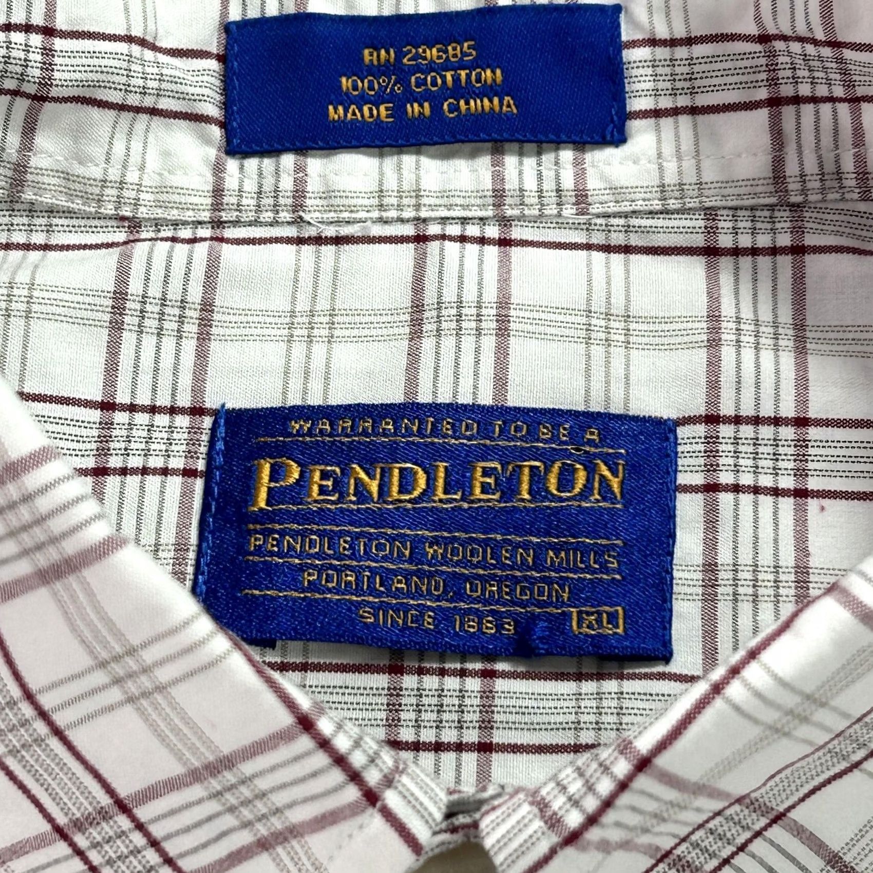 Pendleton Pendleton Shirt Mens XL White Red Plaid Button Down Long Sleeve 100% Cotton Size US XL / EU 56 / 4 - 4 Thumbnail