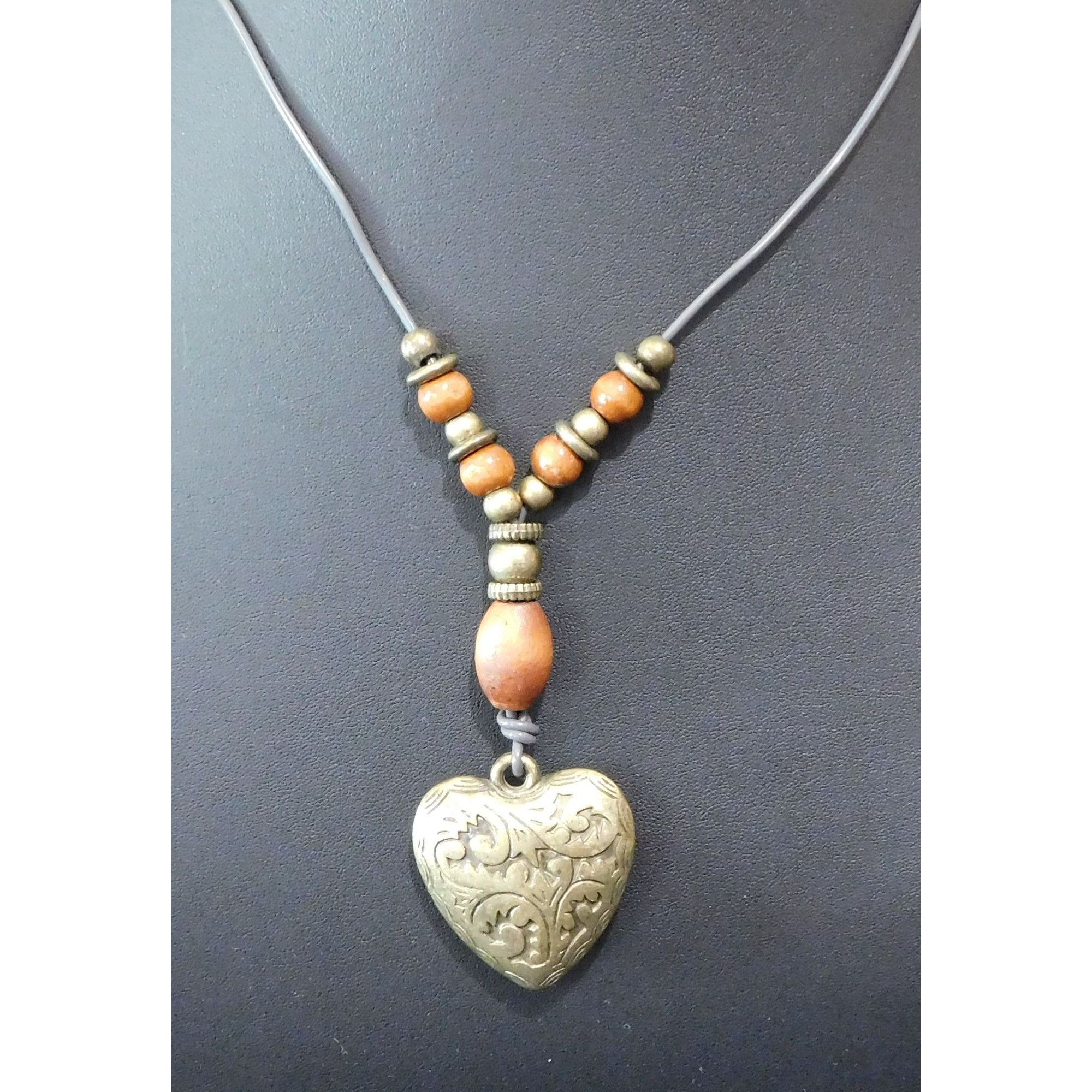 Other Vintage Romantic Puffed Heart Gold Tone Necklace Size ONE SIZE - 2 Thumbnail