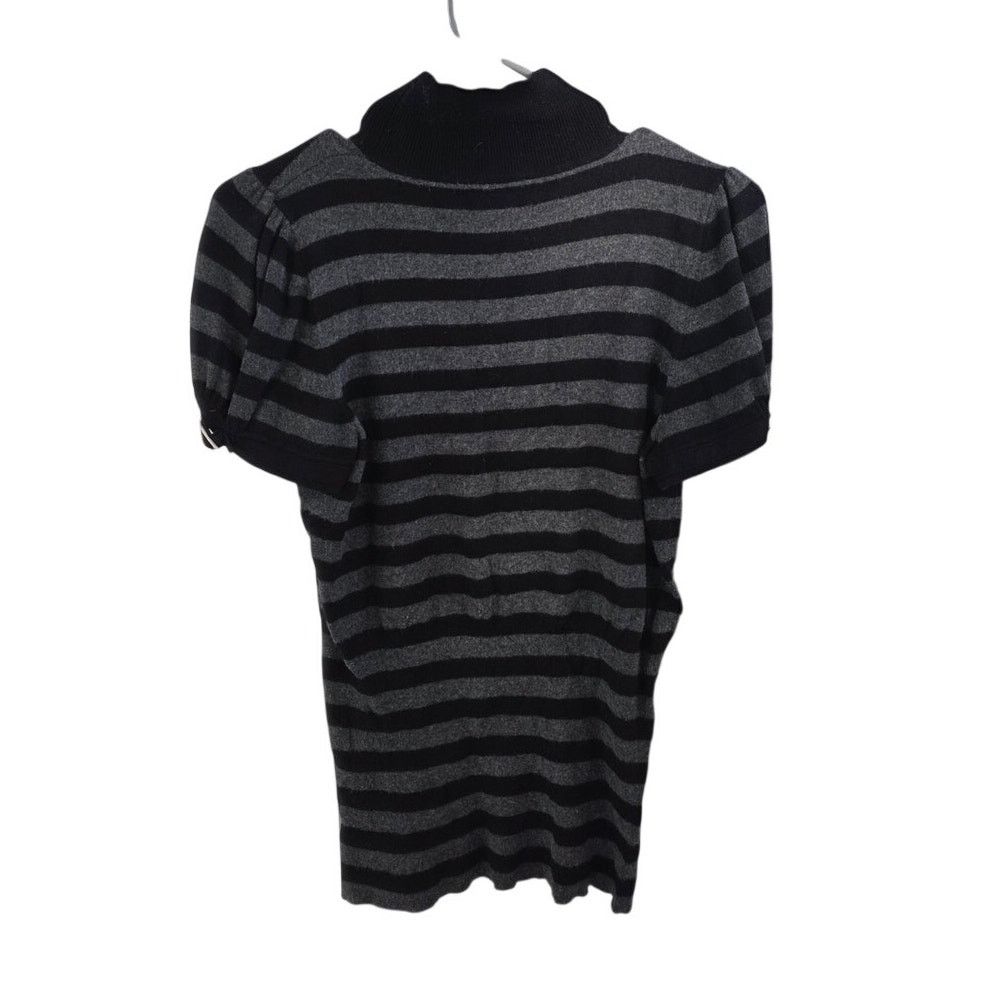 Express Express Design Gray & Black Striped Short Sleeve Sweater - L Size L / US 10 / IT 46 - 2 Thumbnail