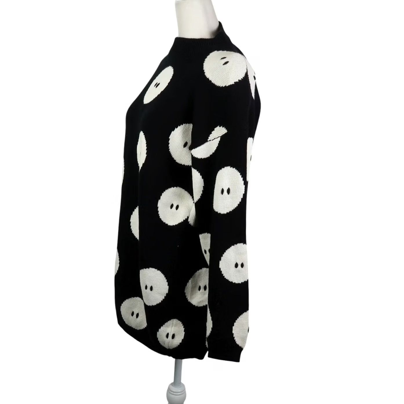 Vintage VINTAGE 90s Richard Sport Cotton Button Print Tunic Sweater Black White S Womens Long Sleeve Knit 100% Cotton Polka Dot 80s 90s Art Casual Size S / US 4 / IT 40 - 3 Thumbnail