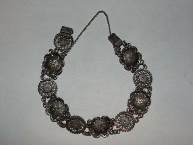 Designer Sterling Filigree and Cabochon Blood Red Coral Bracelet Size ONE SIZE - 2 Thumbnail
