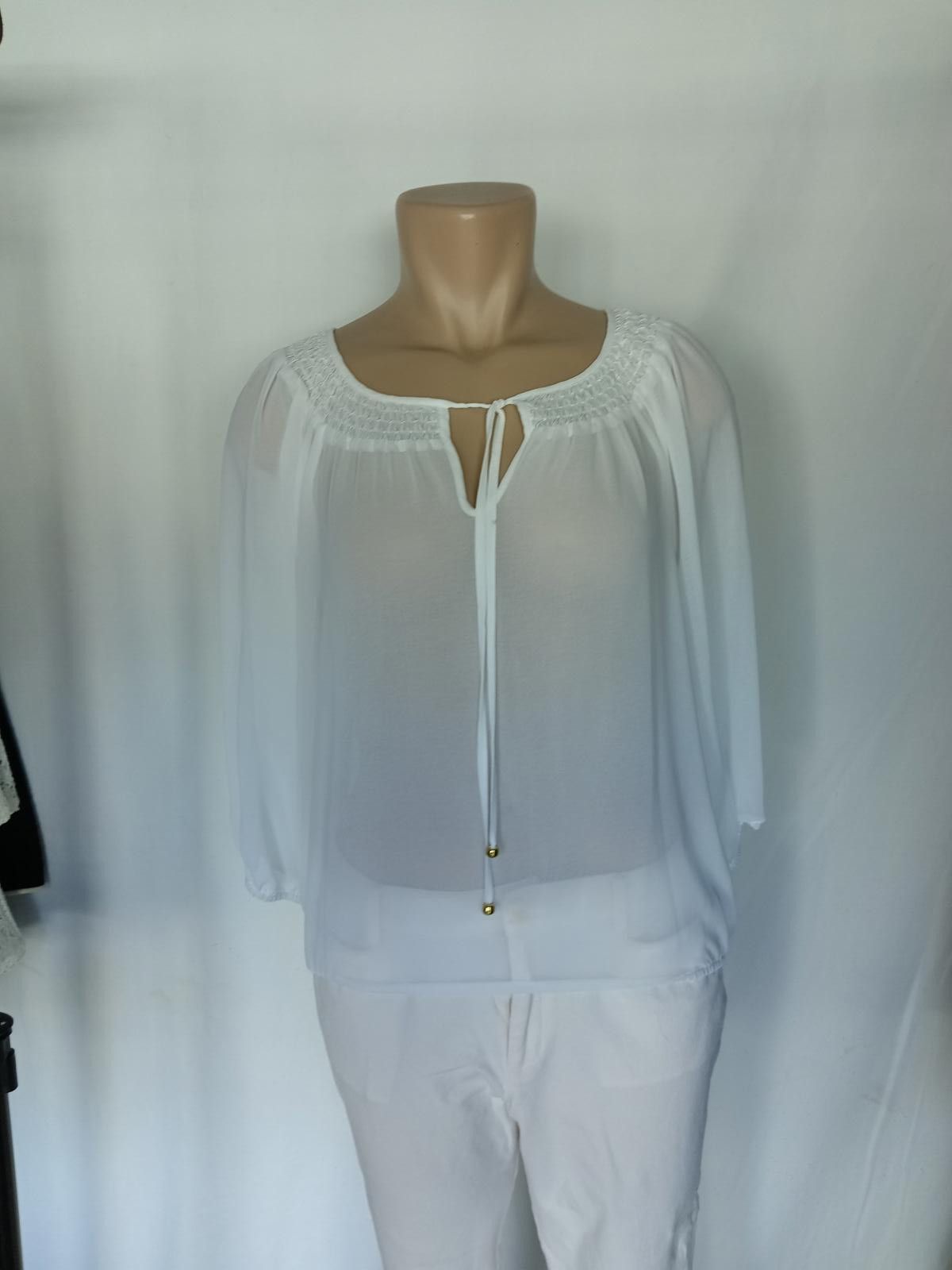 Designer Elegant White Blouse by Ellen Tracy Size M / US 6-8 / IT 42-44 - 1 Thumbnail