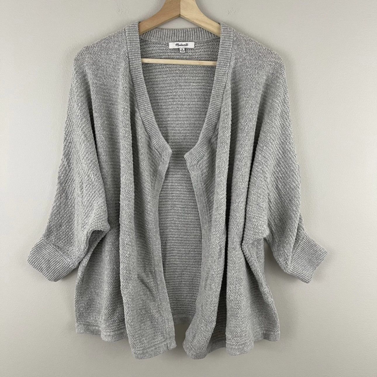 Madewell MADEWELL Grey Drapey Ribbed Knit Seabank Cardigan Sweater Size M / US 6-8 / IT 42-44 - 3 Thumbnail