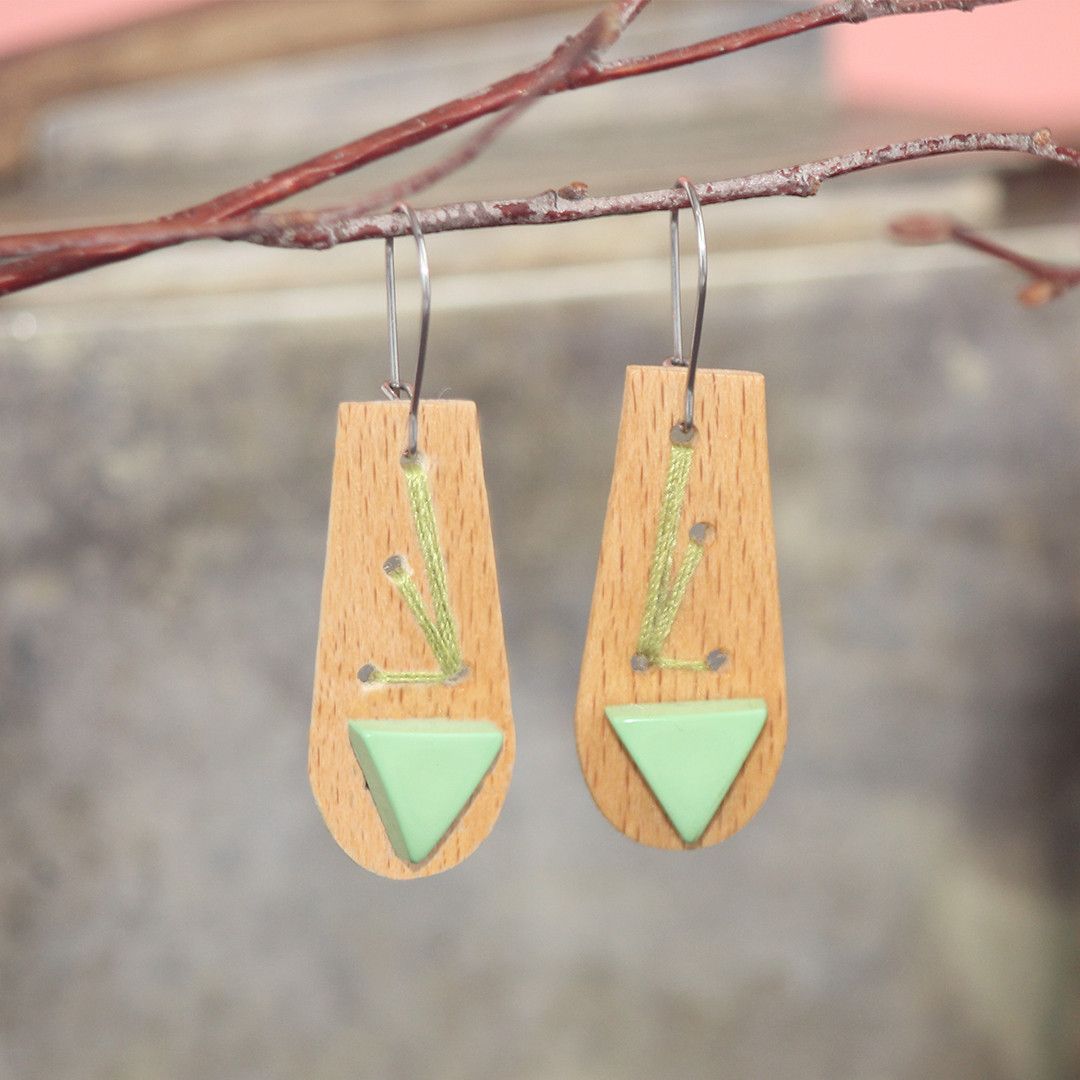 Designer Wooden Earrings | Handmade in Berlin x YUNTA Size ONE SIZE - 2 Thumbnail