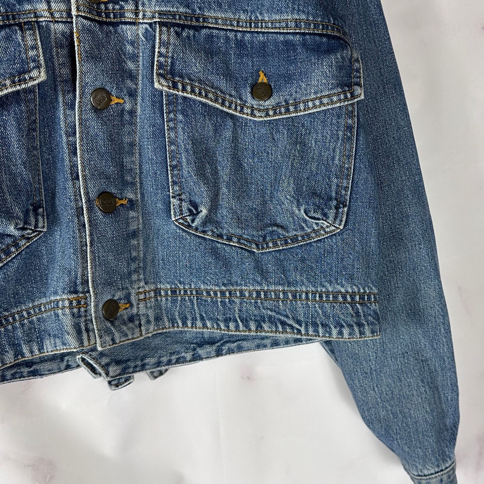 Japanese Brand Pony Express French Blue Cropped Denim Jacket Size S / US 4 / IT 40 - 3 Thumbnail