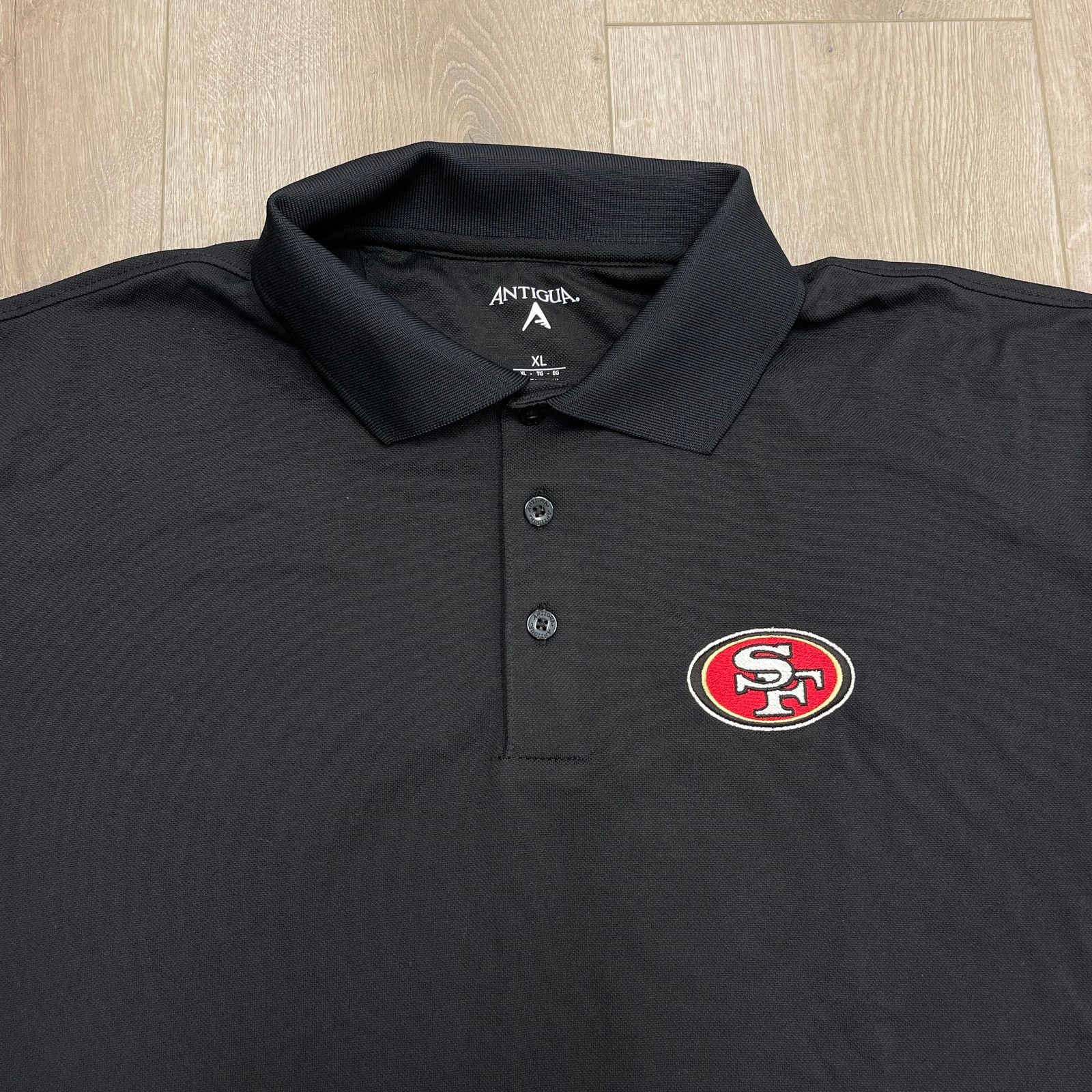 NFL Antigua Black San Francisco 49ers Tonal Logo Apex Polo Tee Size US XL / EU 56 / 4 - 2 Thumbnail
