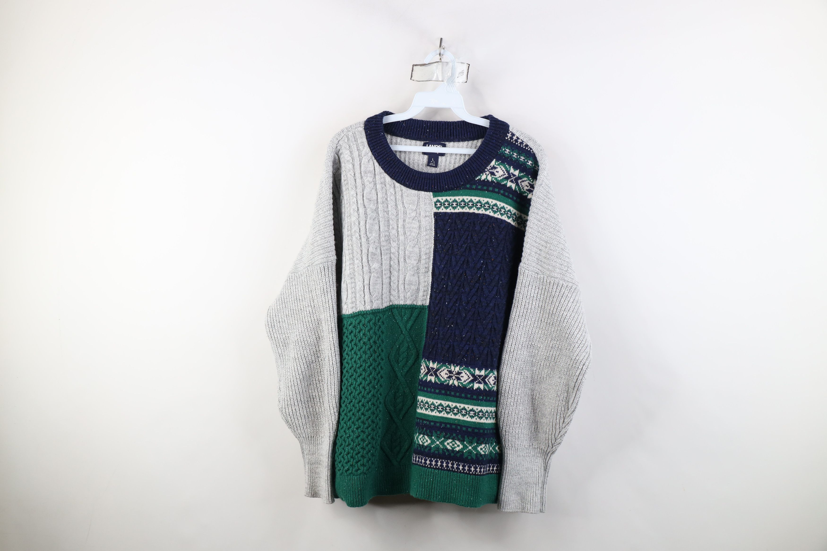 Lands' End Vintage Y2K Lands End Blend Fair Isle Cable Knit Sweater Size L / US 10 / IT 46 - 1 Thumbnail