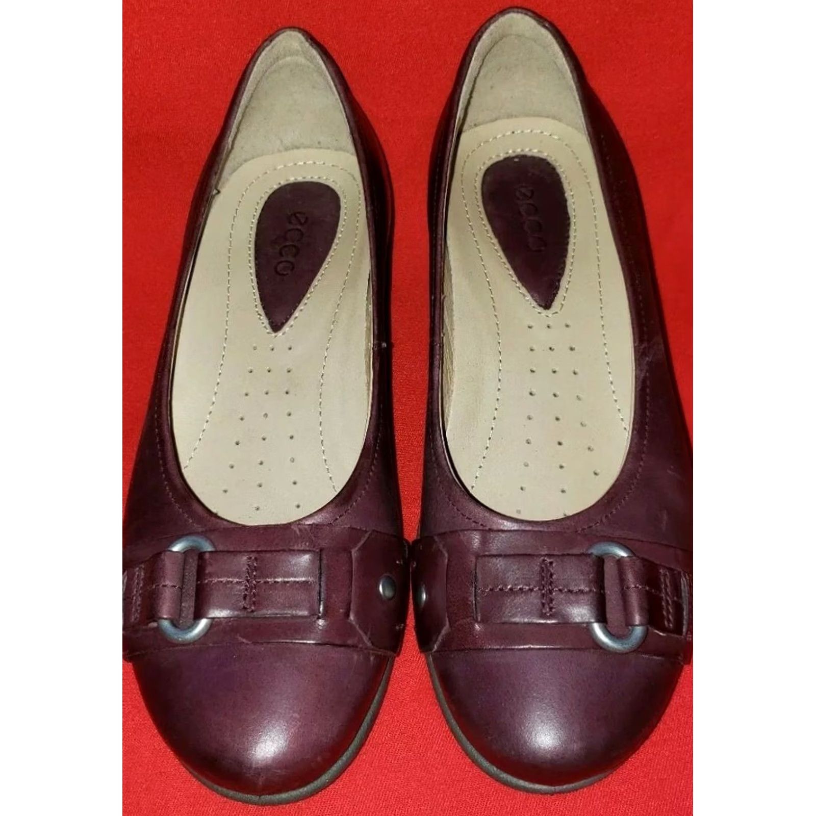 Ecco VINTAGE Ecco Women's Flats Dress Flats Brown Buckle Accent Wedge Heel US 4.5 EU 35 UK 2.5 B M Slip On Girls/Mens/ Womens? Size US 5.5 / IT 35.5 - 3 Thumbnail