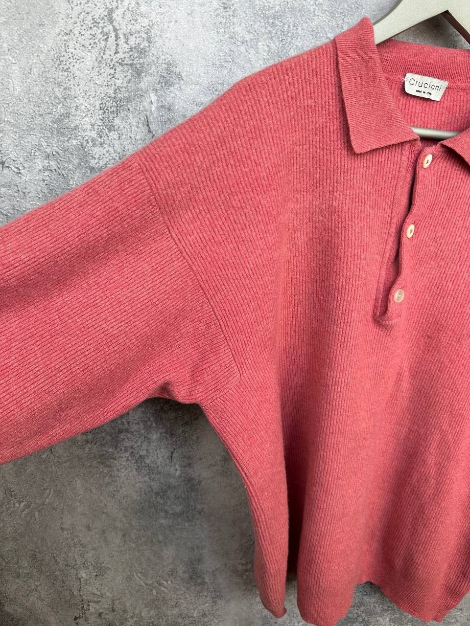 Cruciani Cruciani Cashmere Polo Sweater Ribbed 100% Cashmere Pink Size US L / EU 52-54 / 3 - 9 Thumbnail