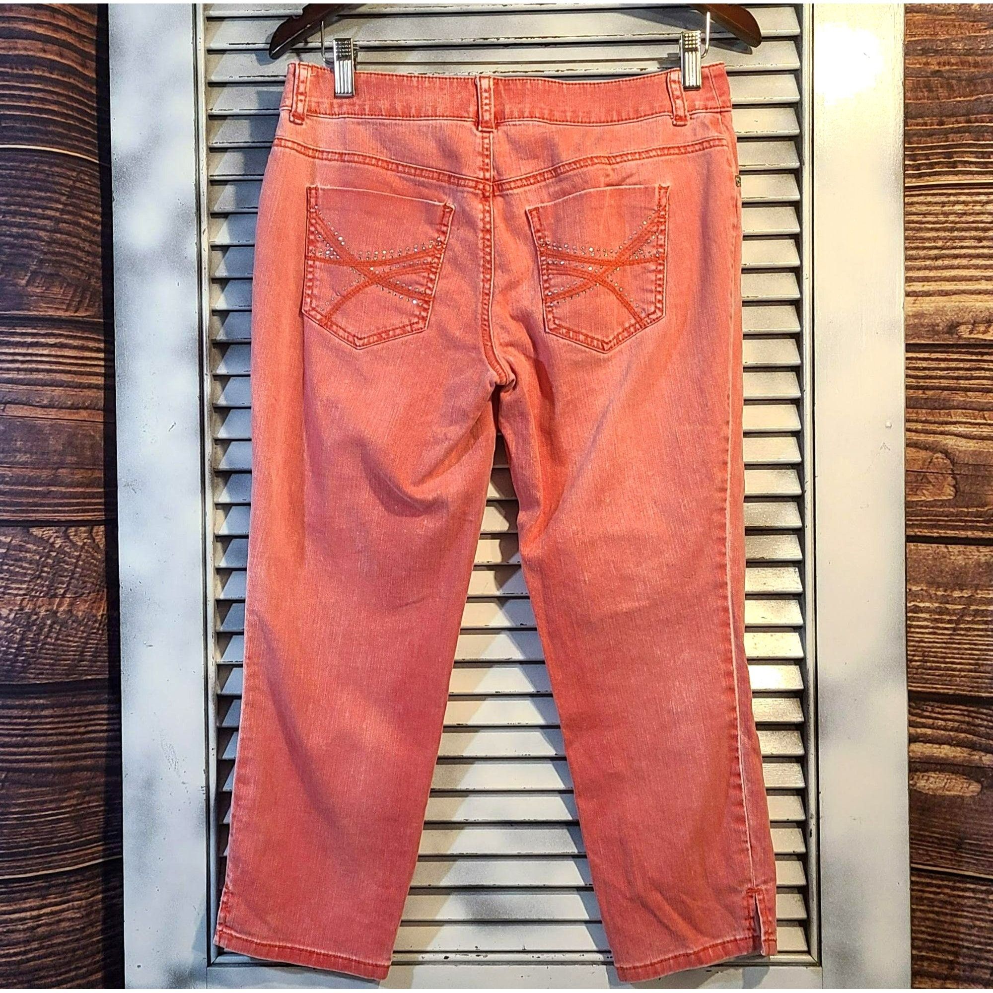 Chicos Chico's Sz 00 (XXS/2) Orange Bling Denim Capris Size 30" / US 8 / IT 44 - 6 Thumbnail
