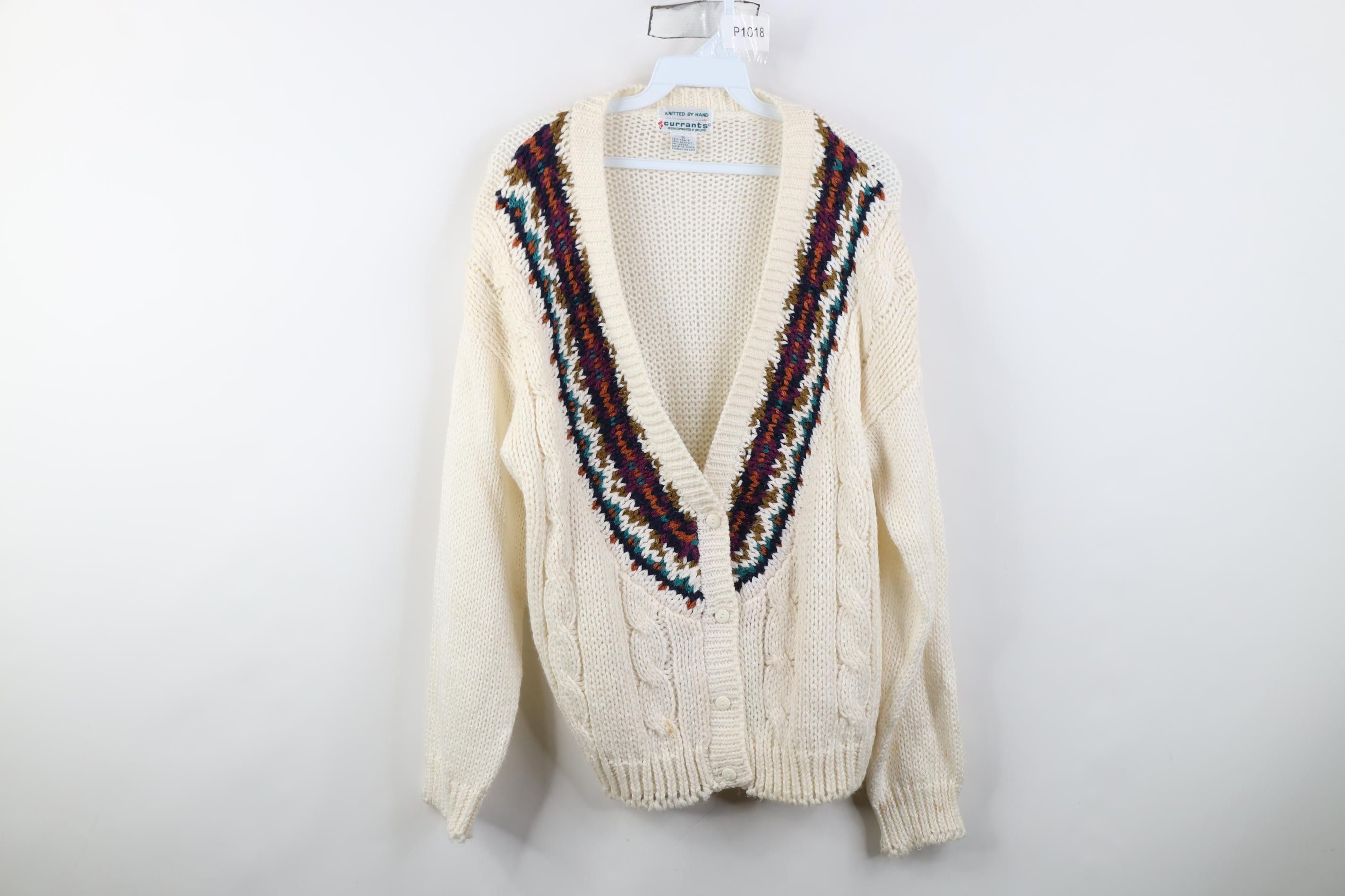 Vintage Vintage 90s Streetwear Fair Isle Cable Knit Cardigan Sweater Size S / US 4 / IT 40 - 1 Thumbnail