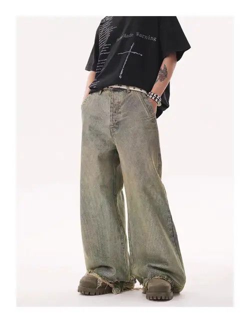 VIBE Vintage street hip-hop washed and faded micro flare jeans Size US 33 - 3 Thumbnail