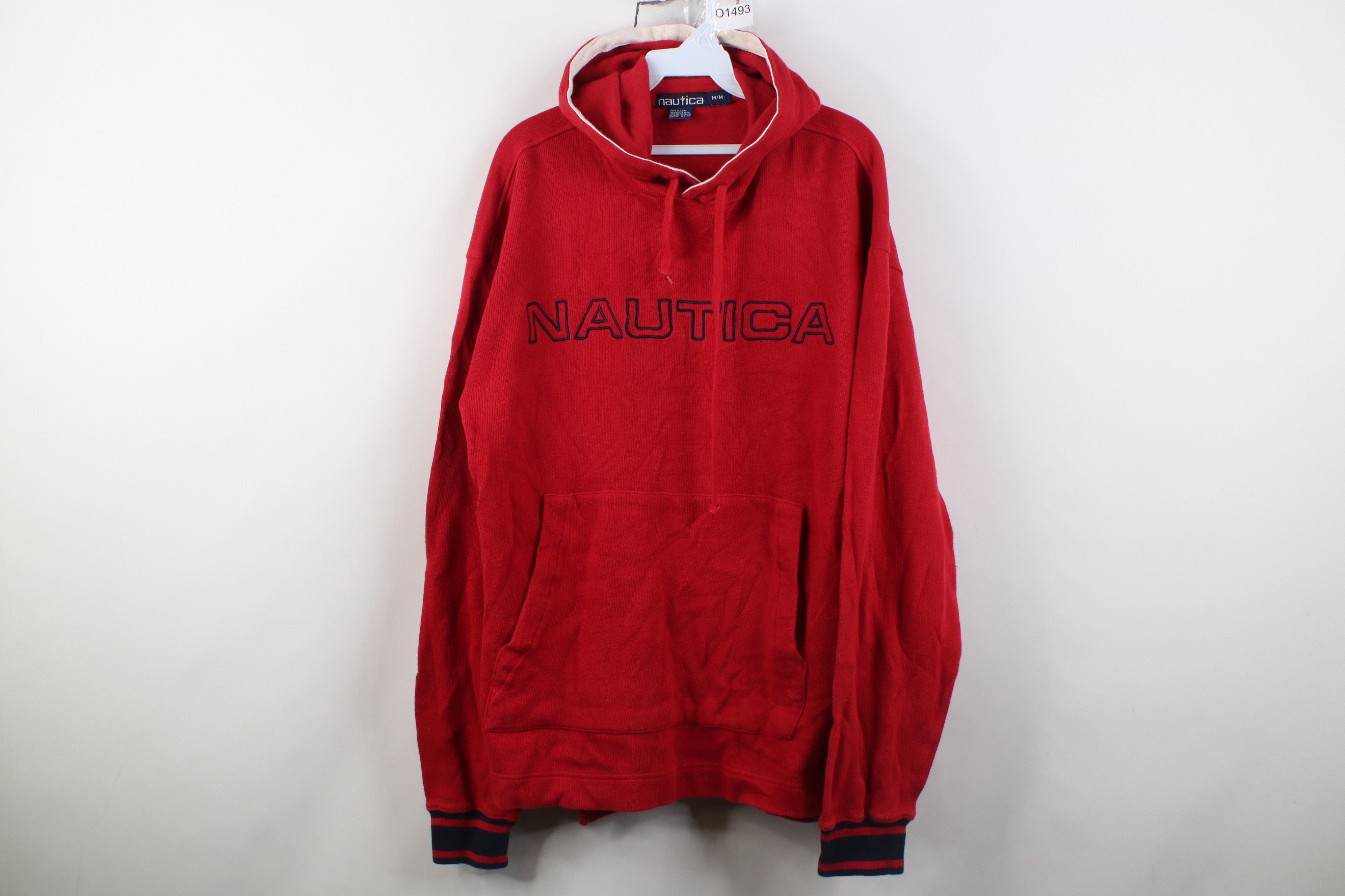 Nautica Vintage 90s Nautica Ribbed Knit Hoodie Sweater Red Cotton Size US M / EU 48-50 / 2 - 1 Thumbnail