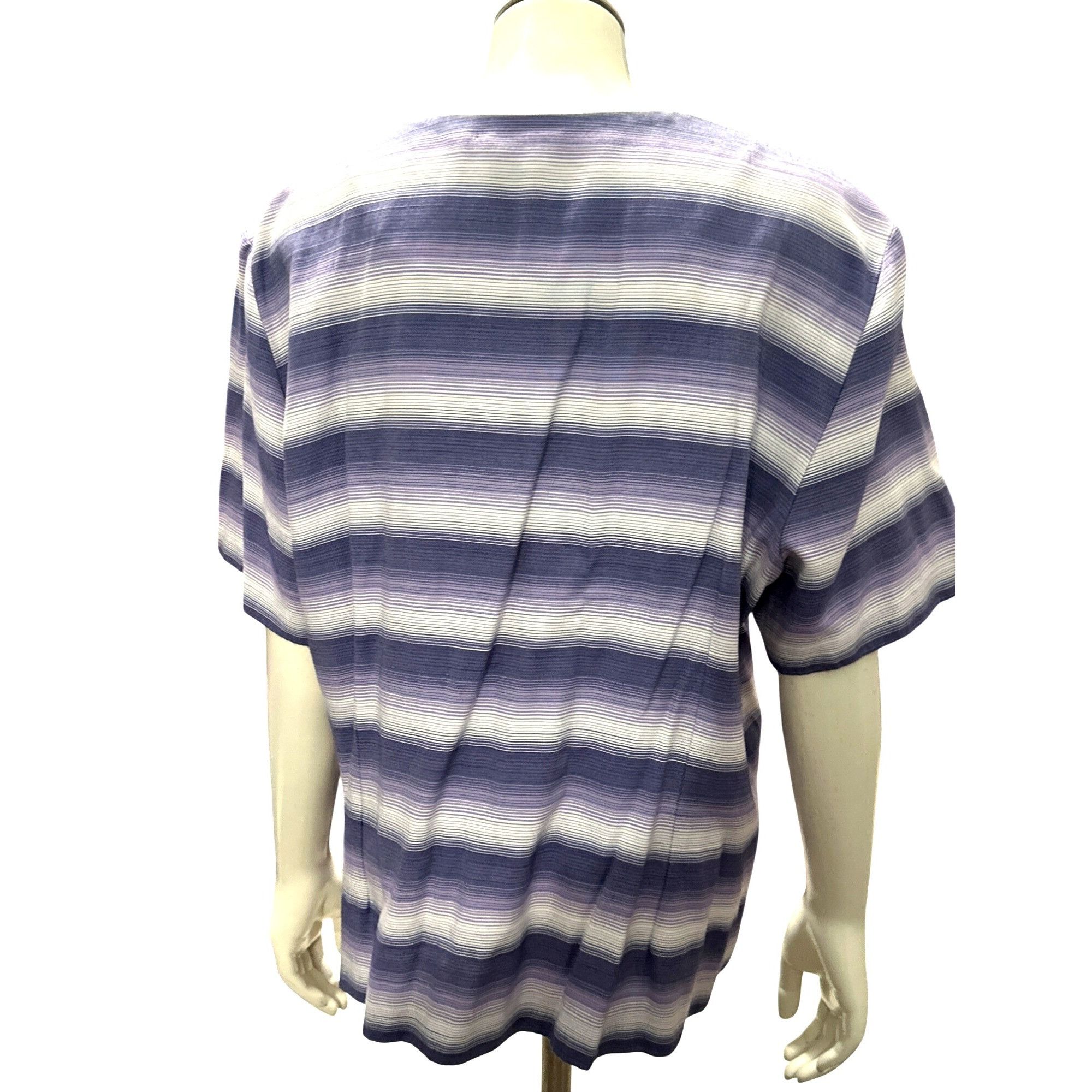 Other Alfred Dunner Size 16 Lavender Stripe Button Blouse Cottagec Size XXL / US 16-18 / IT 52-54 - 5 Thumbnail