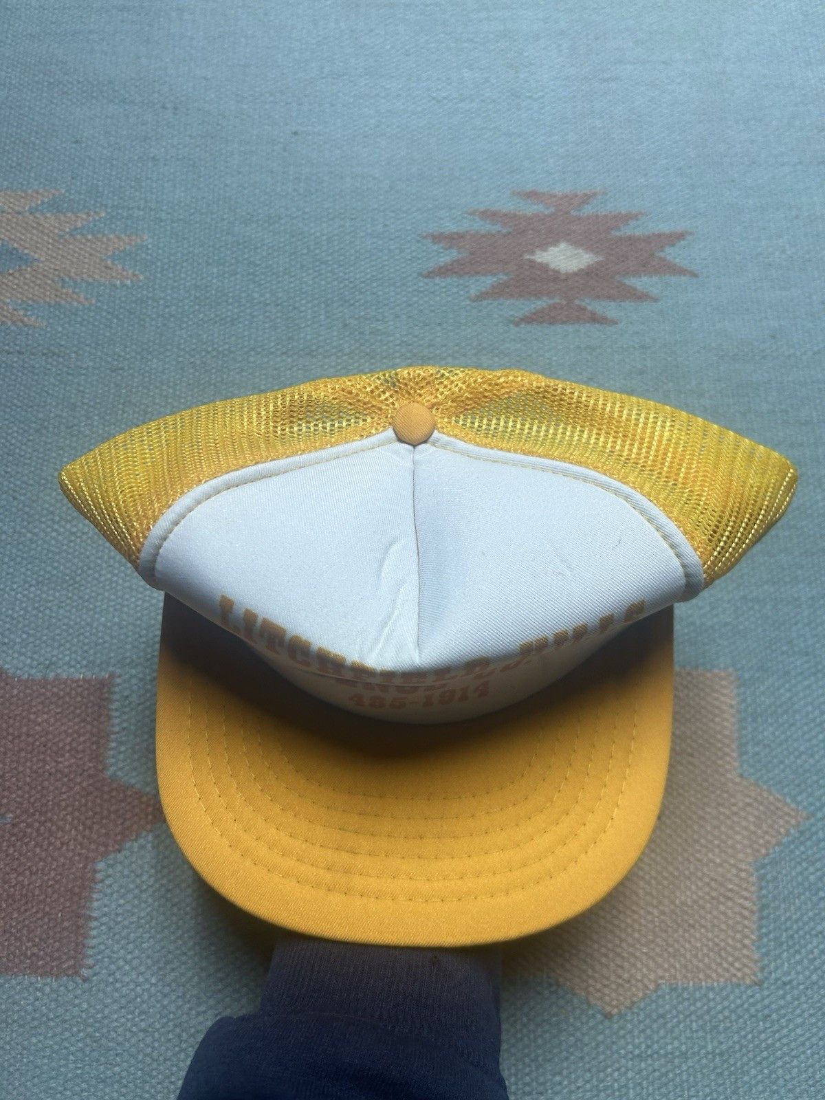 Vintage Vintage trucker hat Litchfield Hills fence co yellow white Size ONE SIZE - 3 Thumbnail
