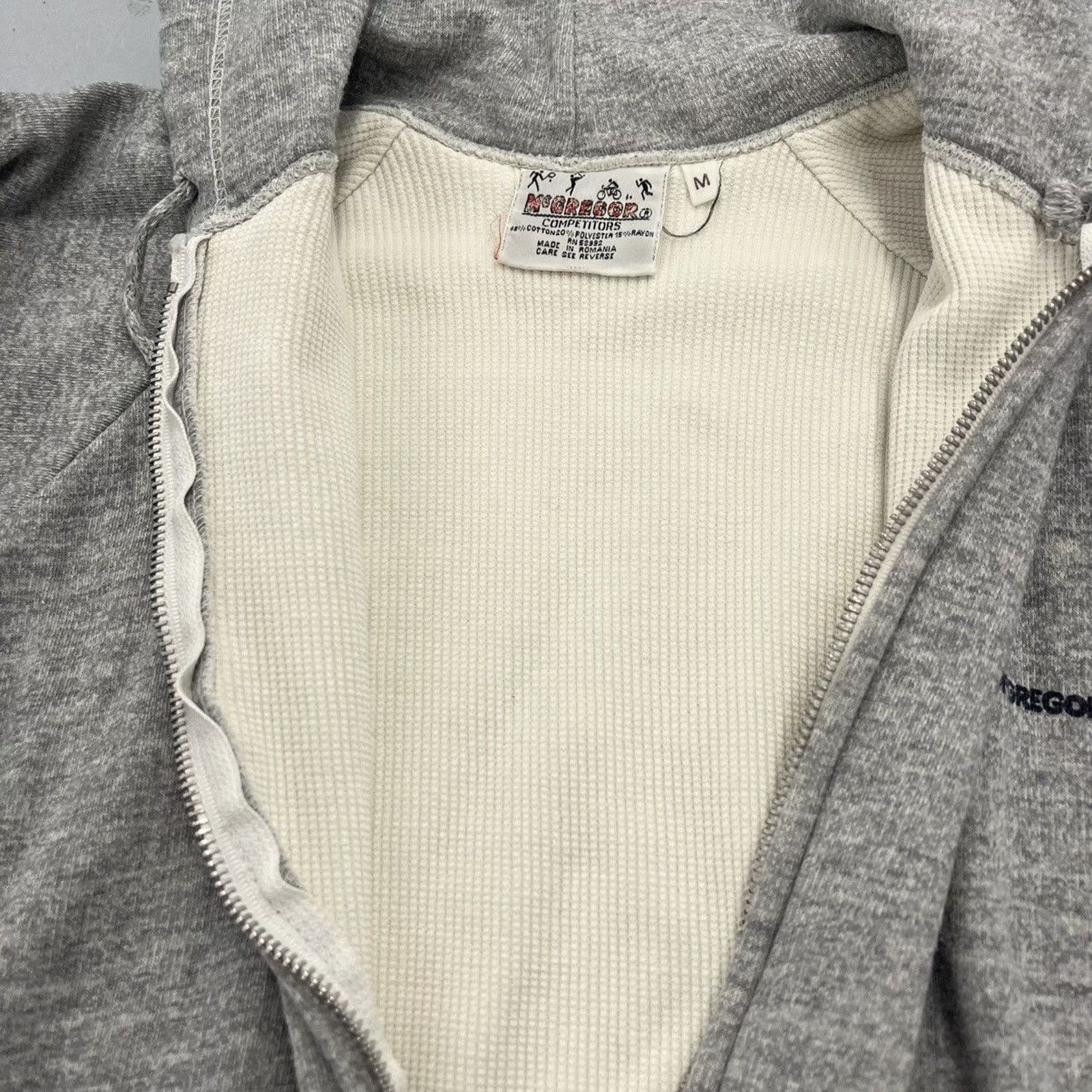 McGregor Vintage 80s McGregor Grey Thermal Lined Zip Up Hoodie Size US S / EU 44-46 / 1 - 4 Thumbnail