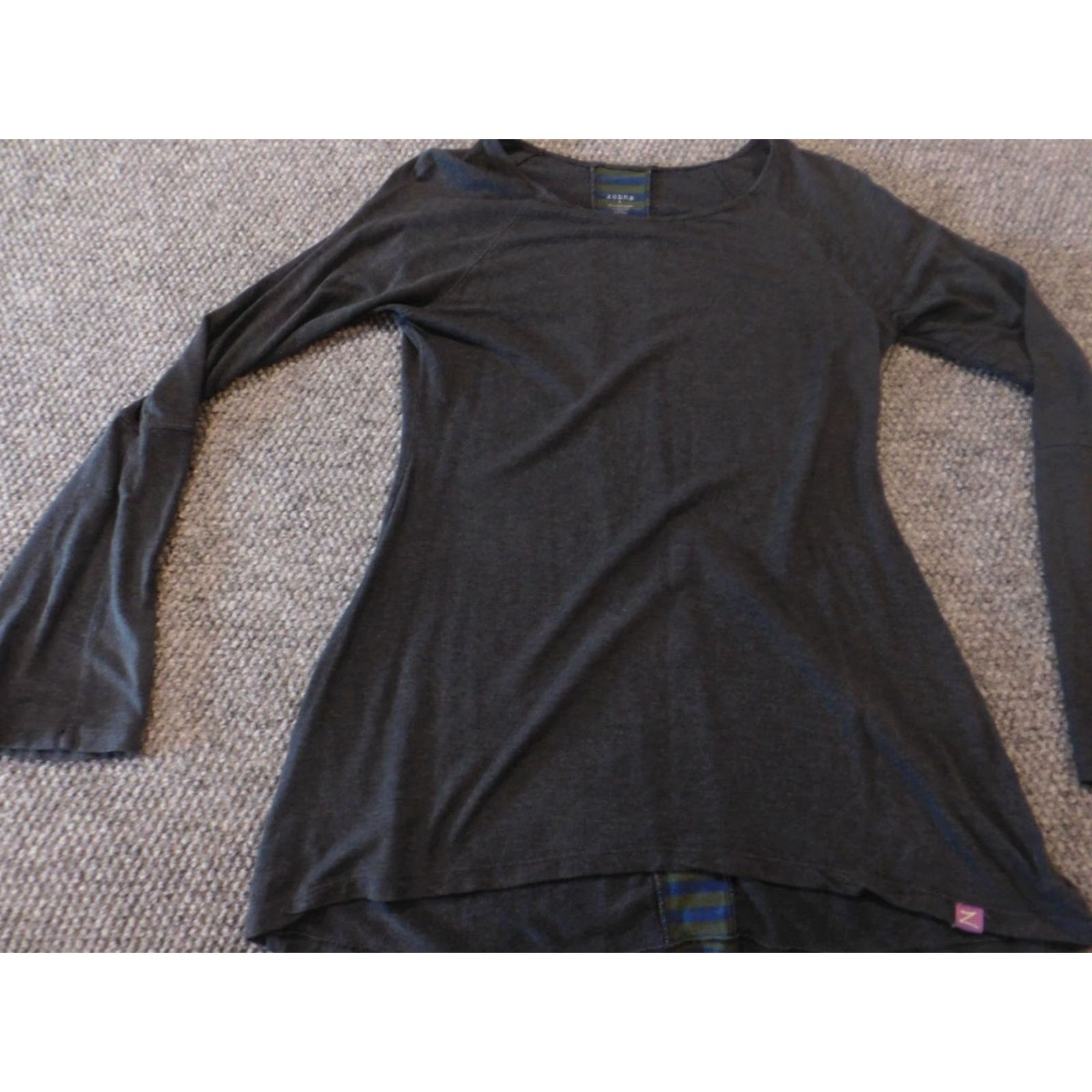 Vintage Zobha Womens Shirt Small Gray Pullover Stretch Activewear Long Sleeve Round Neck Pullover Athletic Fit Cardio Casual Size S / US 4 / IT 40 - 3 Thumbnail