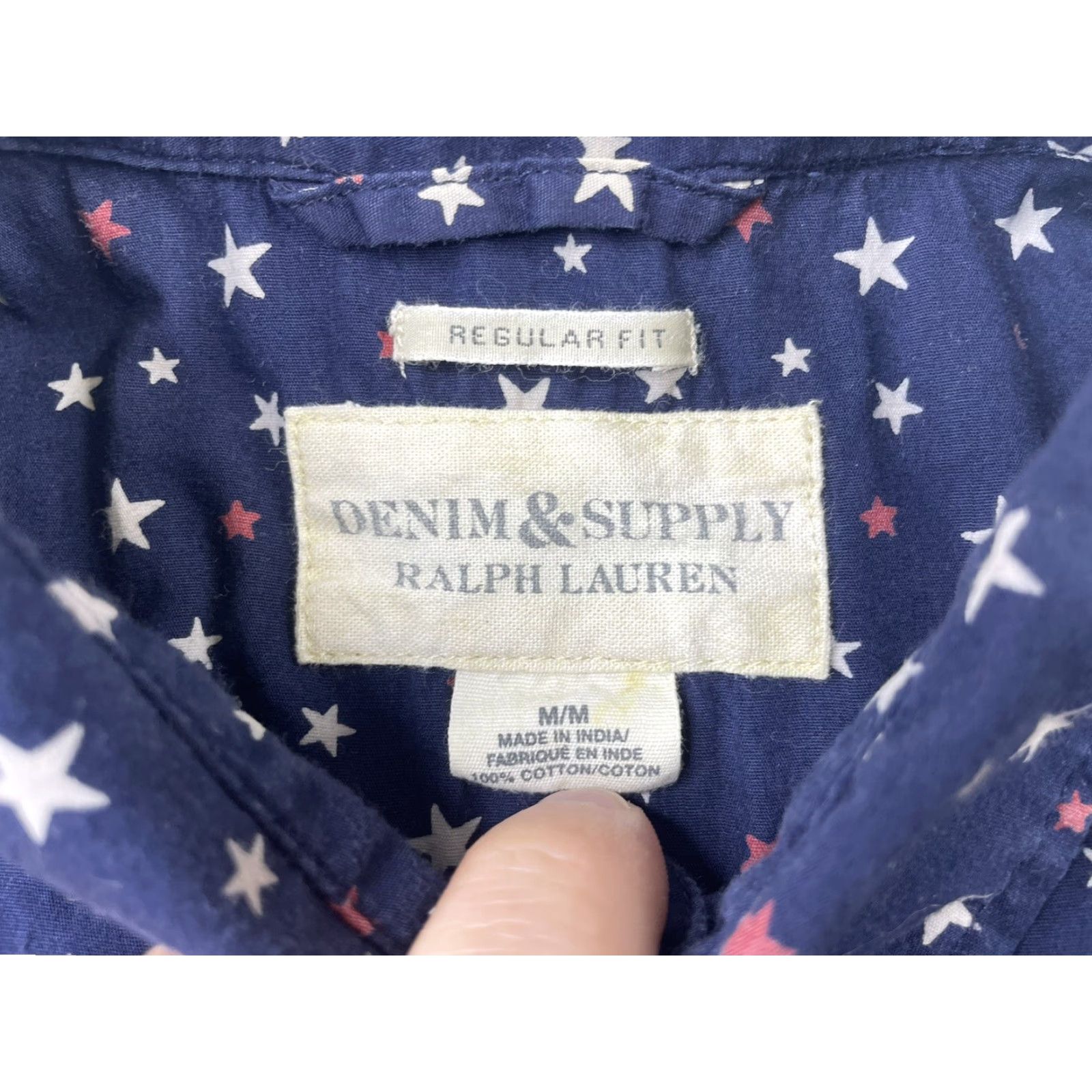 Vintage Denim & Supply Ralph Lauren Short Sleeve Button Shirt Men Medium Blue Stars Geometric Pattern Button-Up Collared Vintage No Size US M / EU 48-50 / 2 - 3 Thumbnail