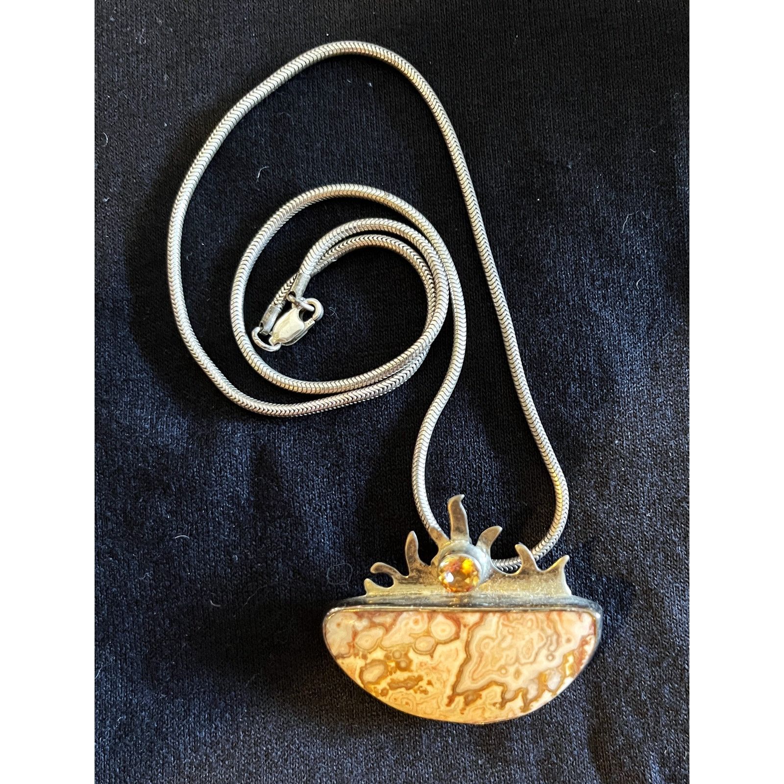 Other Unique Agate and Stone 926 Silver Necklace Size ONE SIZE - 2 Thumbnail