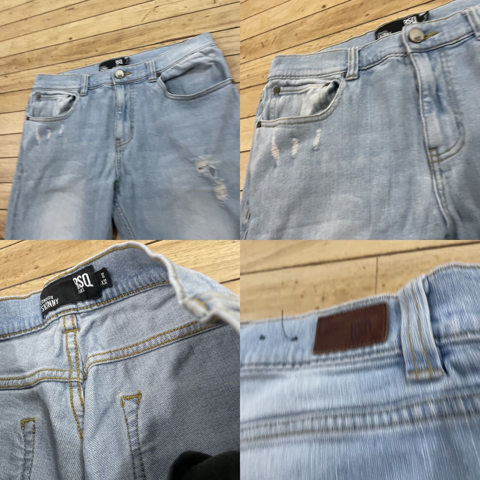 Rsq RSQ Jeans Men 32x32 London Skinny Light Blue Denim Distressed 5-Pocket 32 Inseam Slim Straight"} Size US 32 / EU 48 - 10 Thumbnail