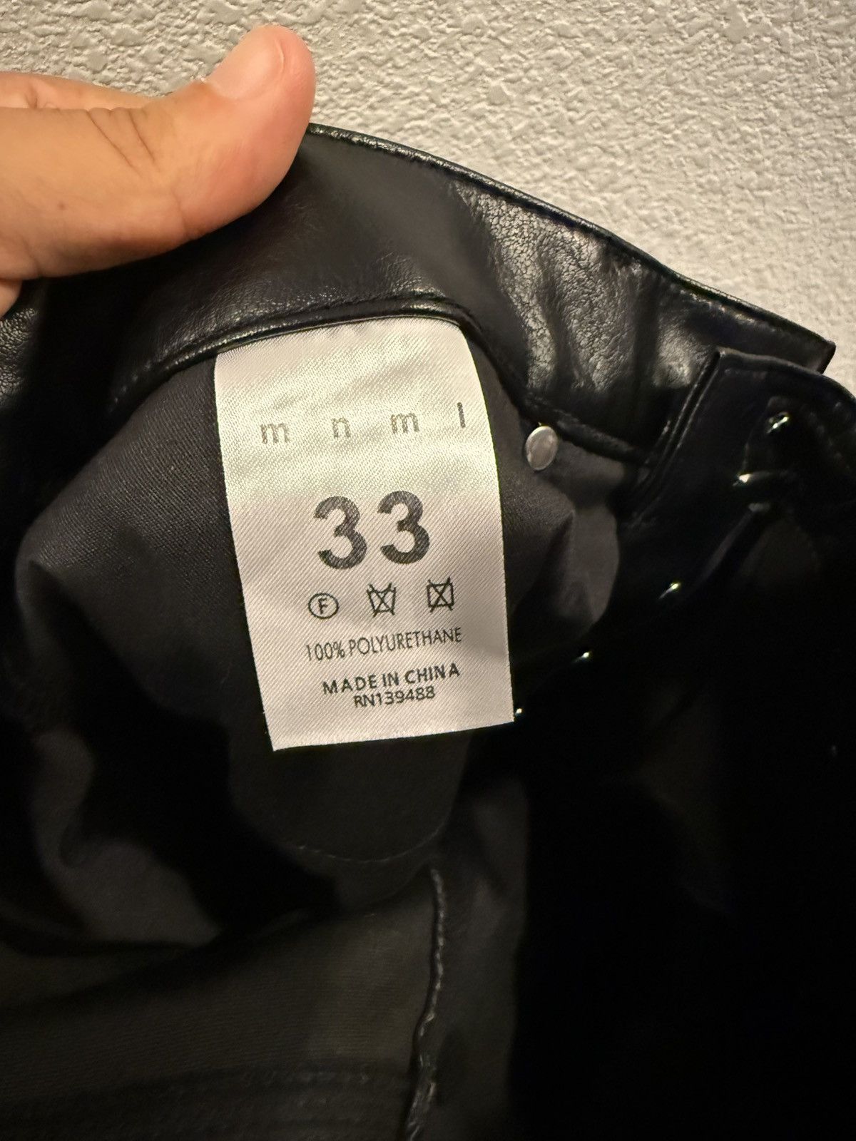 MNML Black Leather Pants Size US 33 - 3 Thumbnail