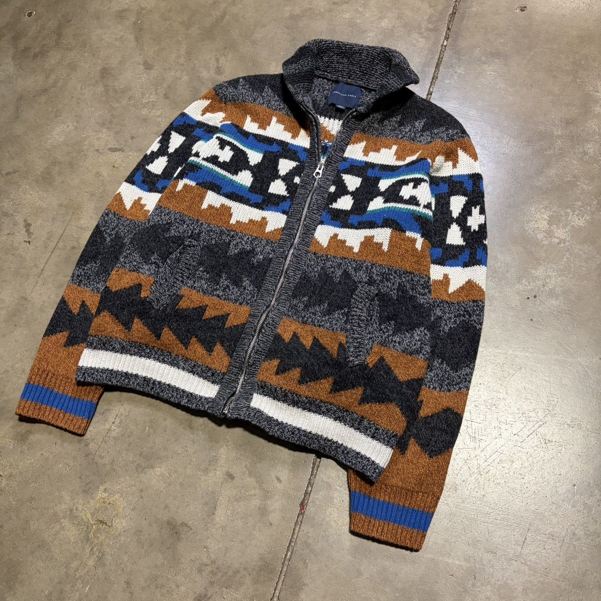 American Eagle Outfitters Vintage American Eagle Sweater Cardigan Zip Western Cowichan Size US M / EU 48-50 / 2 - 2 Thumbnail